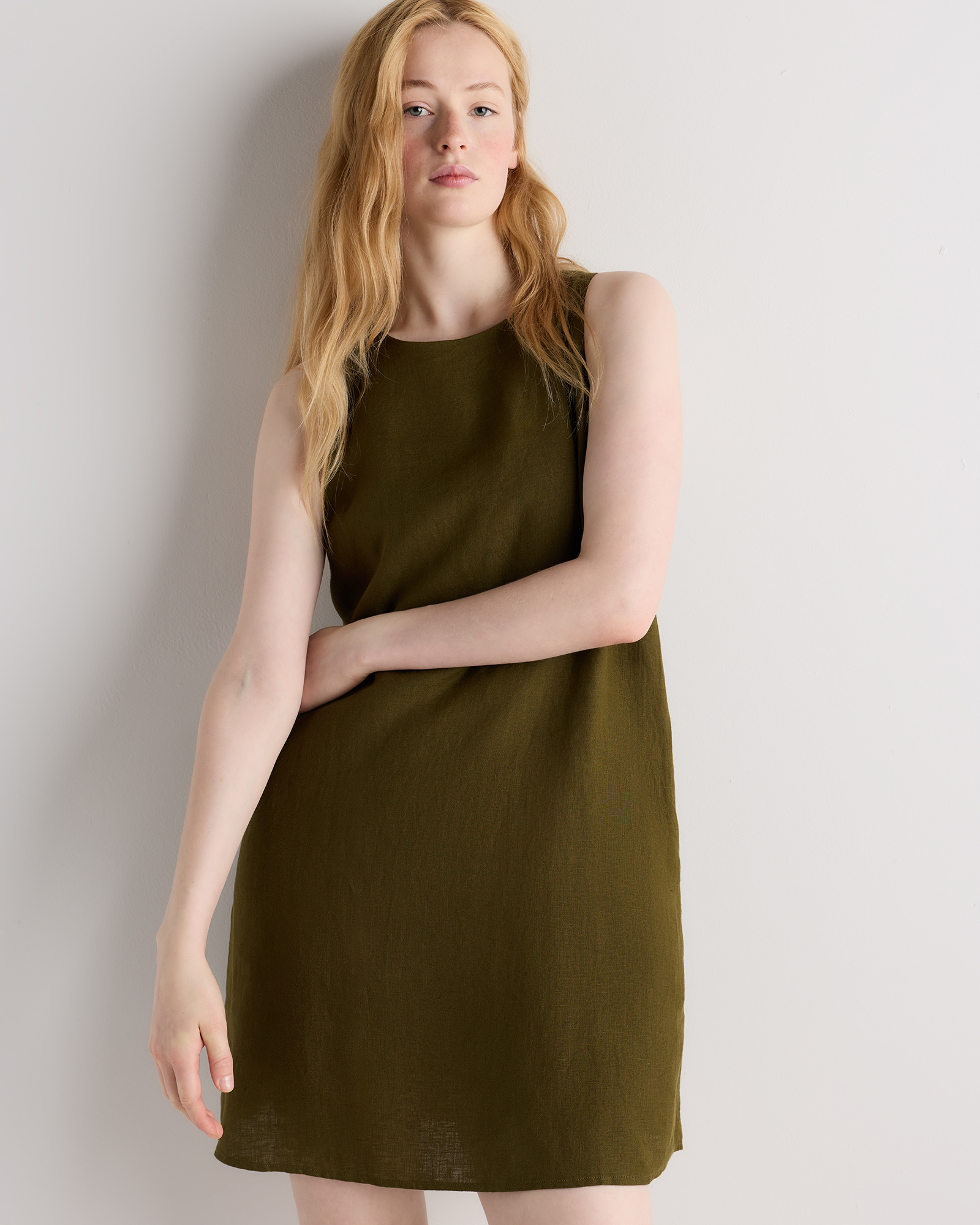 100% European Linen Tank Mini Dress