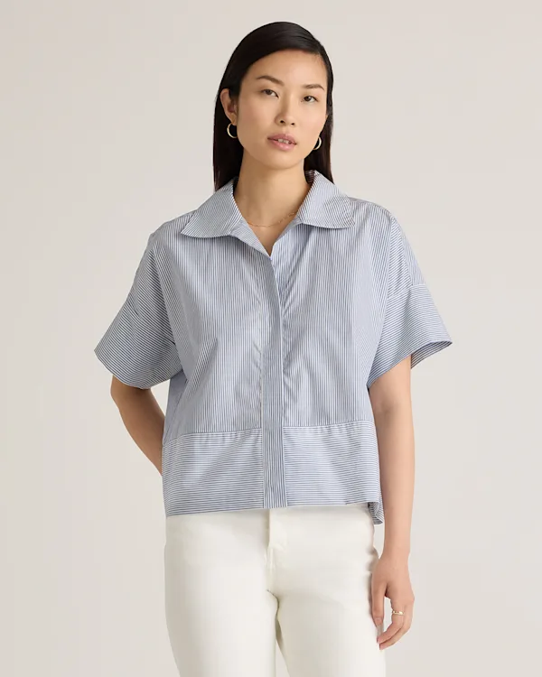 100% Organic Cotton Poplin Boxy Short Sleeve Shirt 