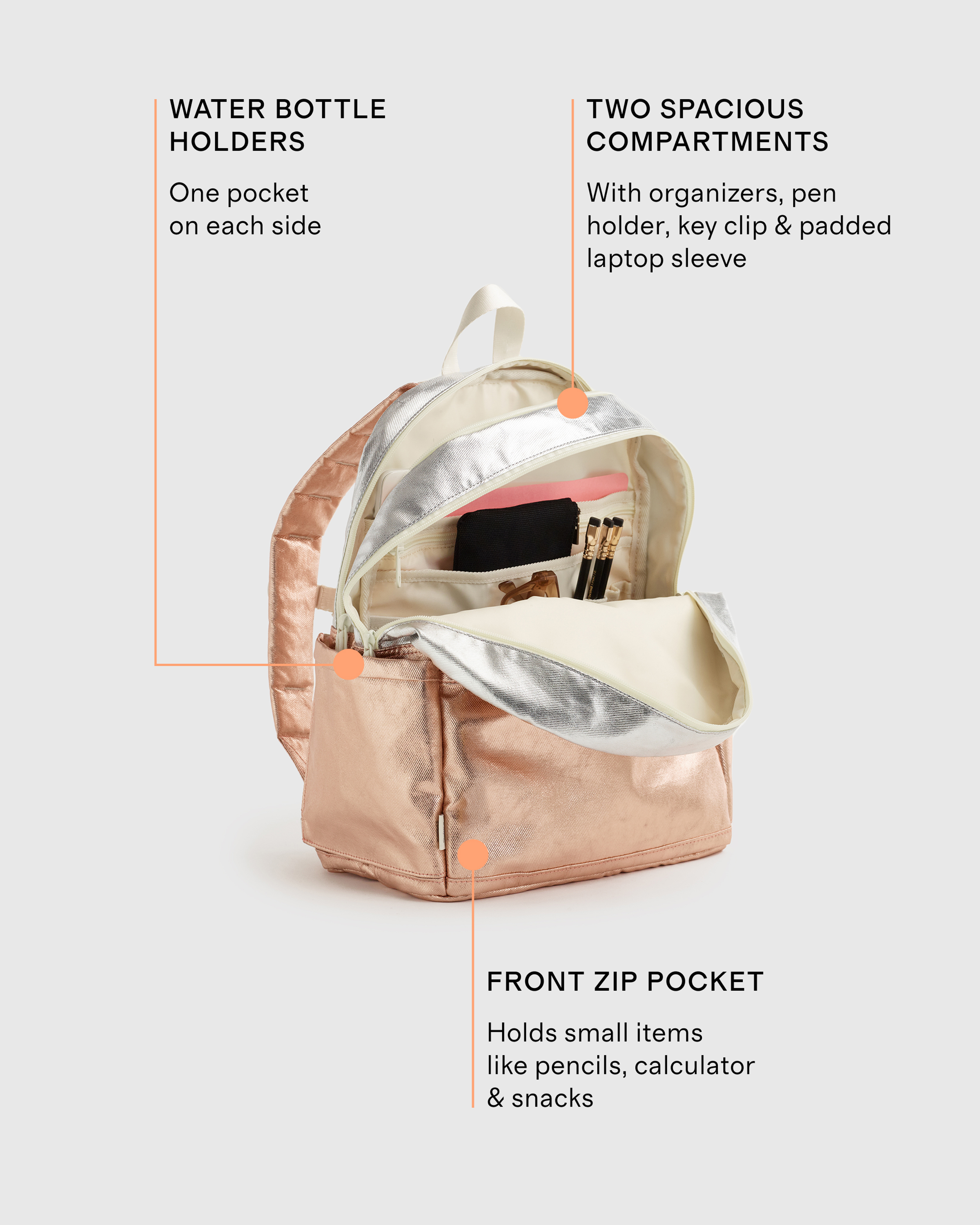Recycled Double Pocket Backpack - Medium - thumbnail 5