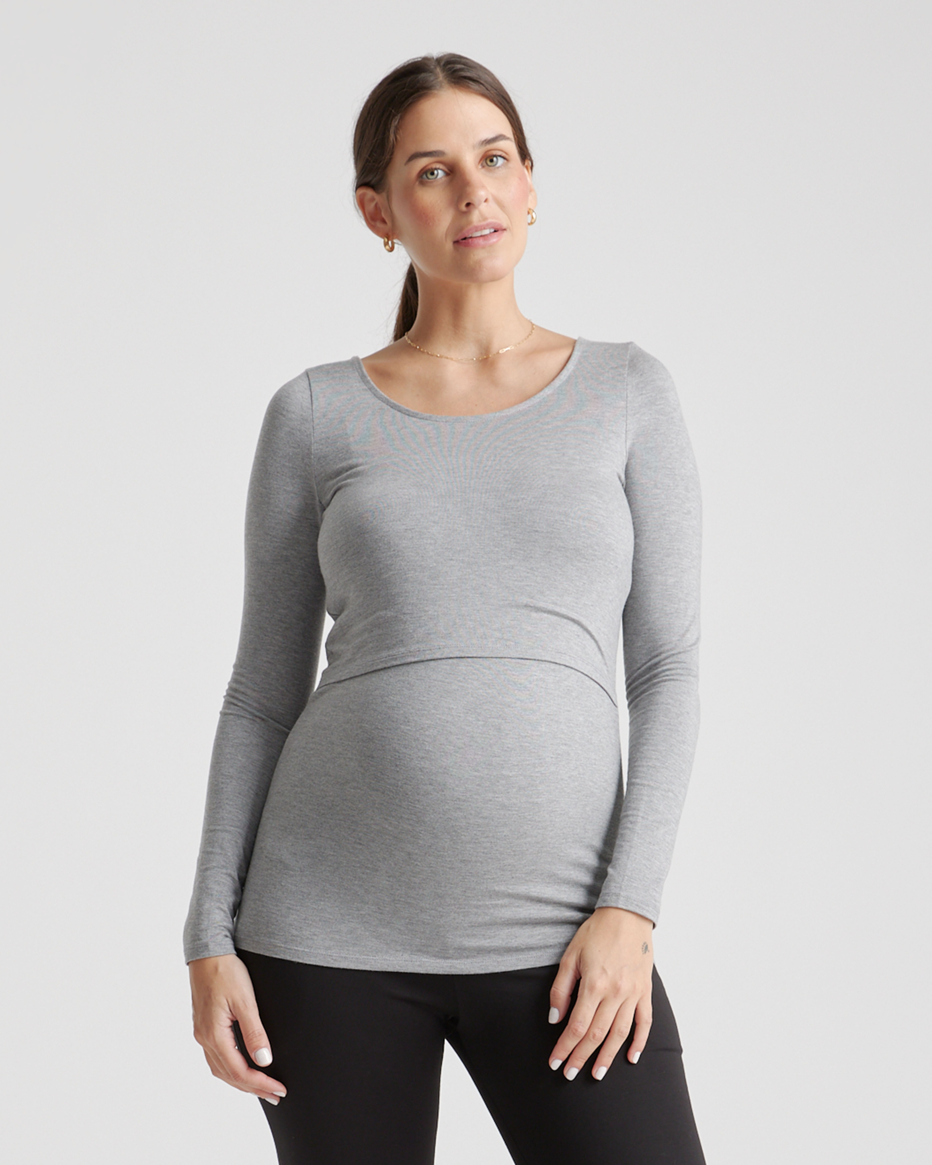 Tencel Jersey Maternity & Nursing Long Sleeve Tight Fit Tee 2-Pack