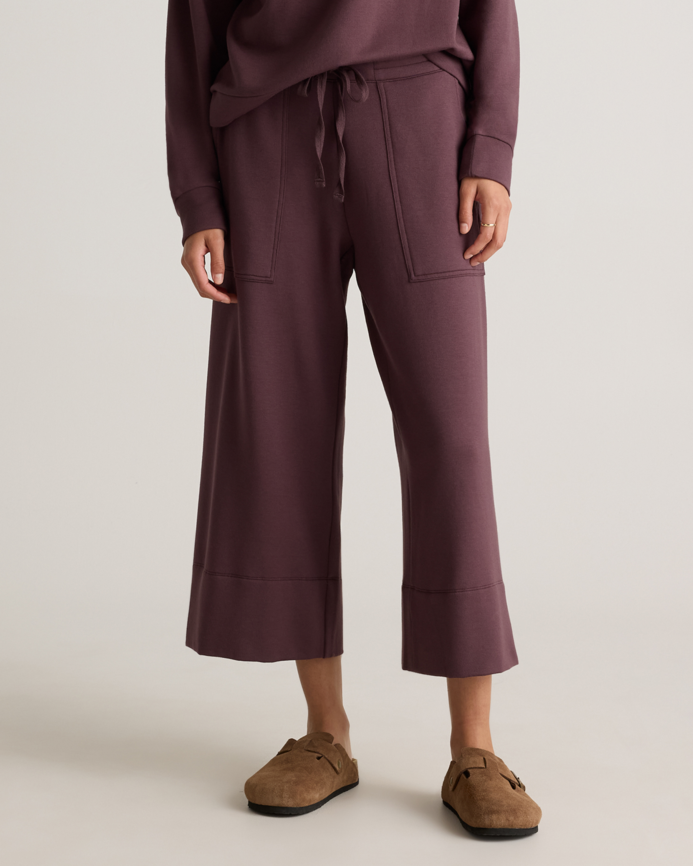 SuperSoft Fleece Cropped Wide Leg Pants