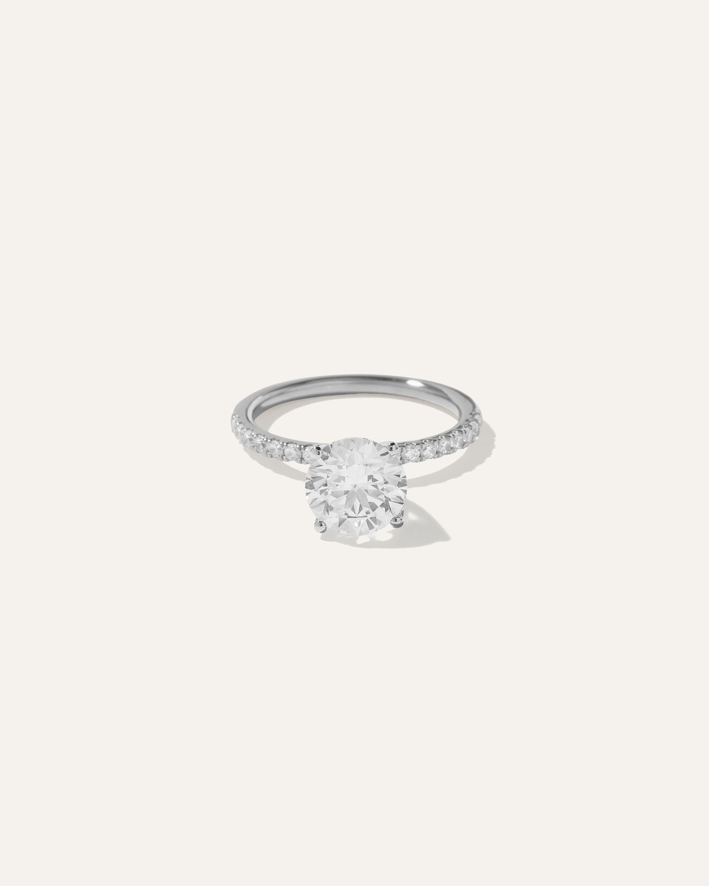 Quince Women's Lab Grown Diamond Round Petite Pave Engagement Ring In Metallic