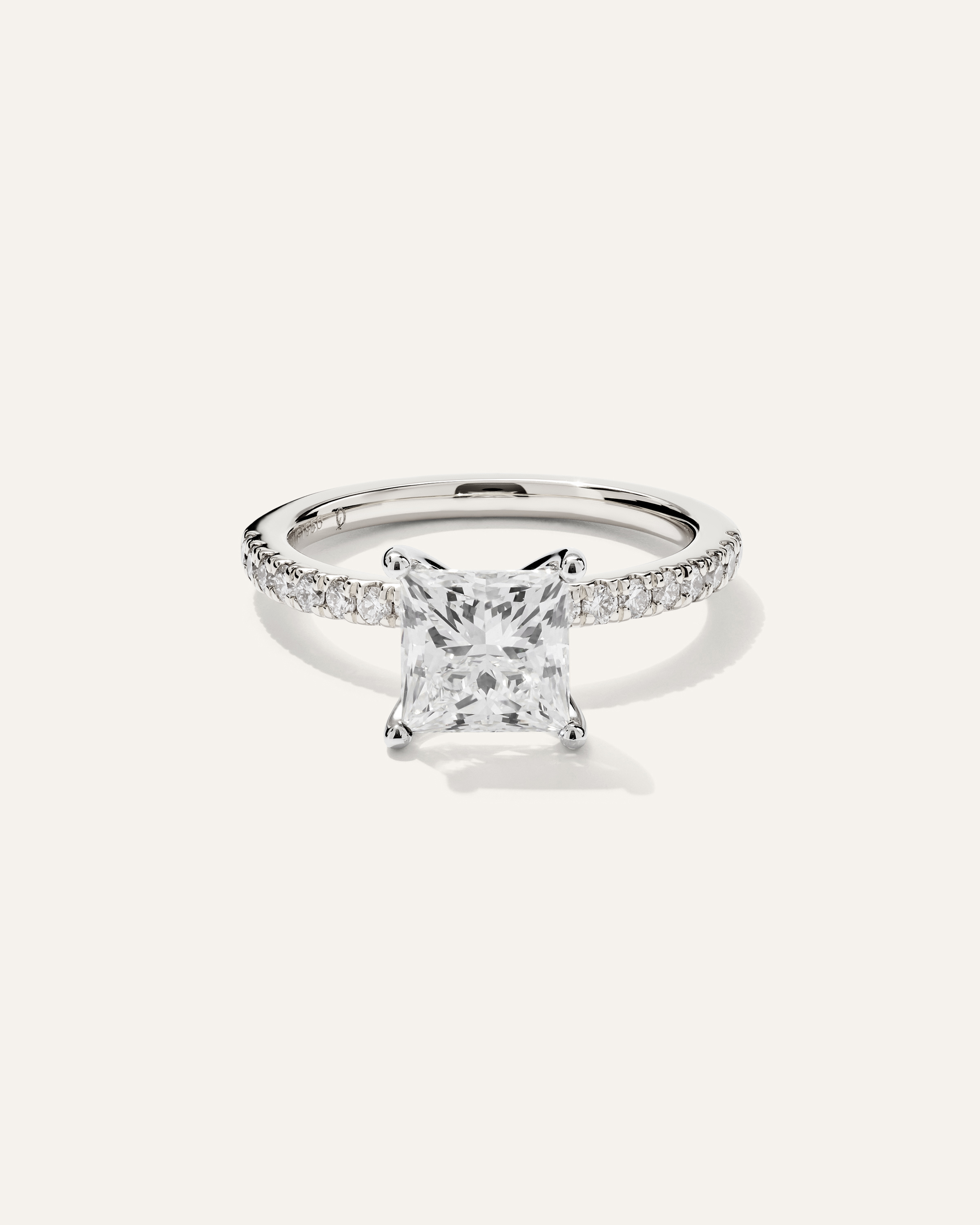 Lab Grown Diamond Princess Petite Pave Engagement Ring - 2ct