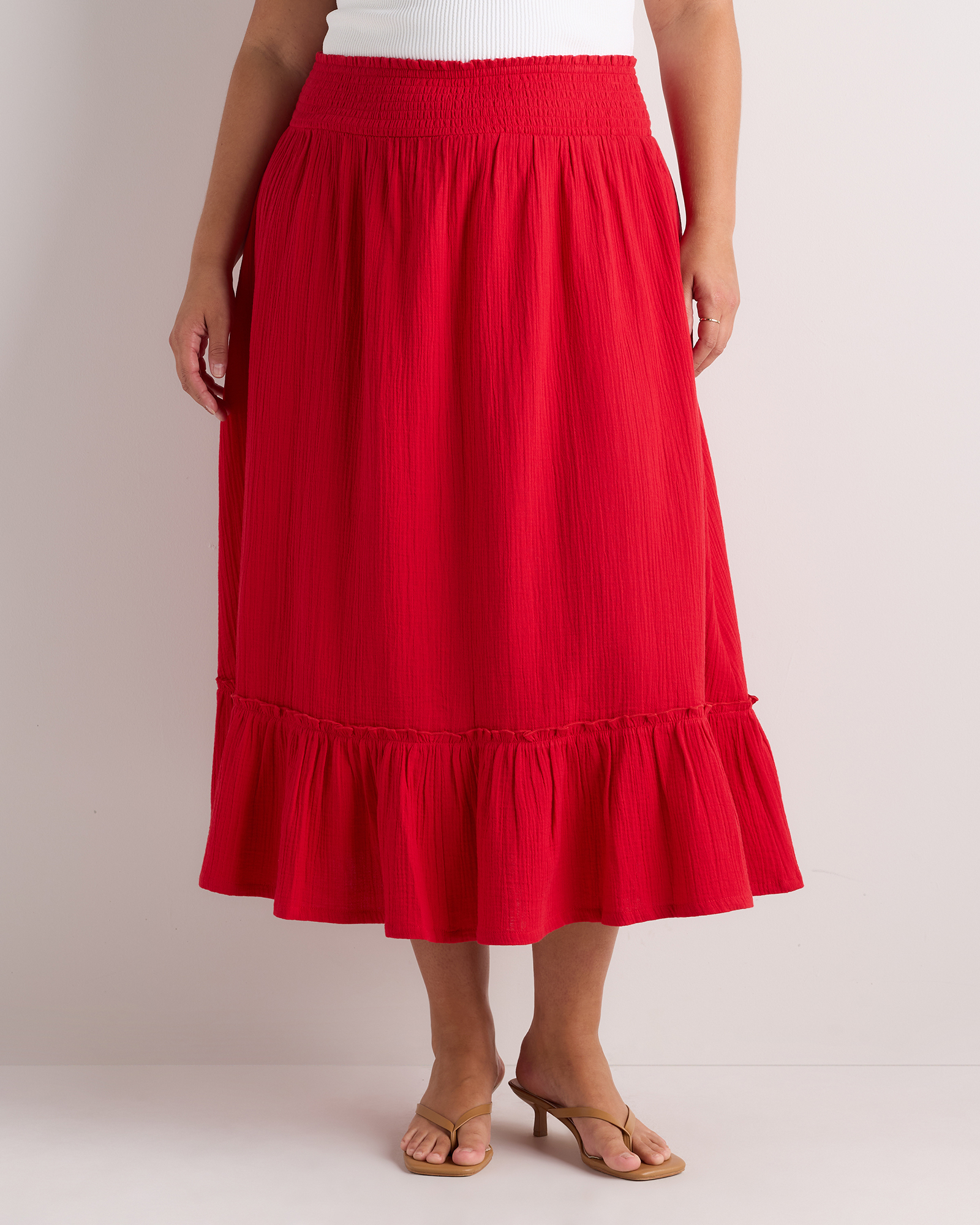 100% Organic Cotton Gauze Smocked Maxi Skirt