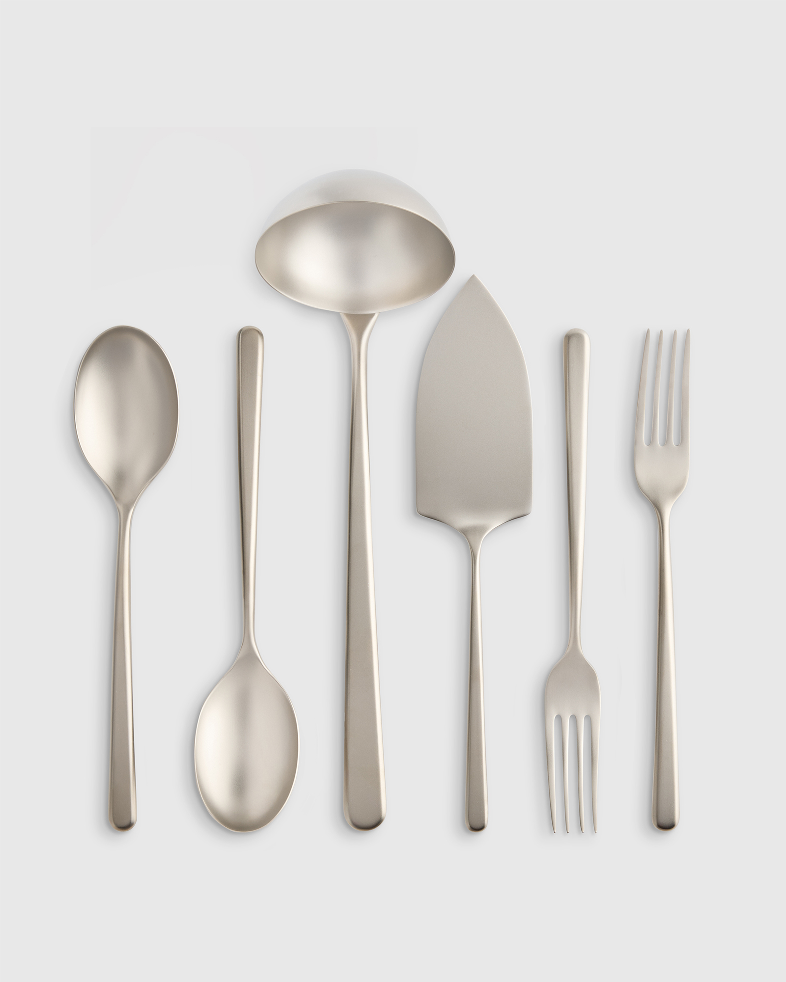 6 Piece Serving Utensil Set, Brushed Stainless Steel