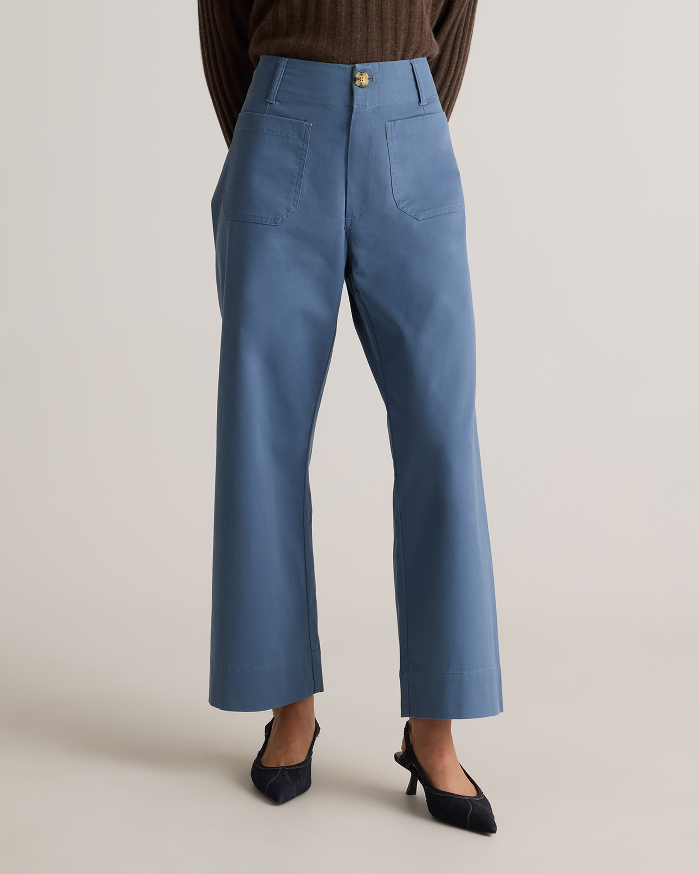Organic Stretch Cotton Chino Wide Leg Pants