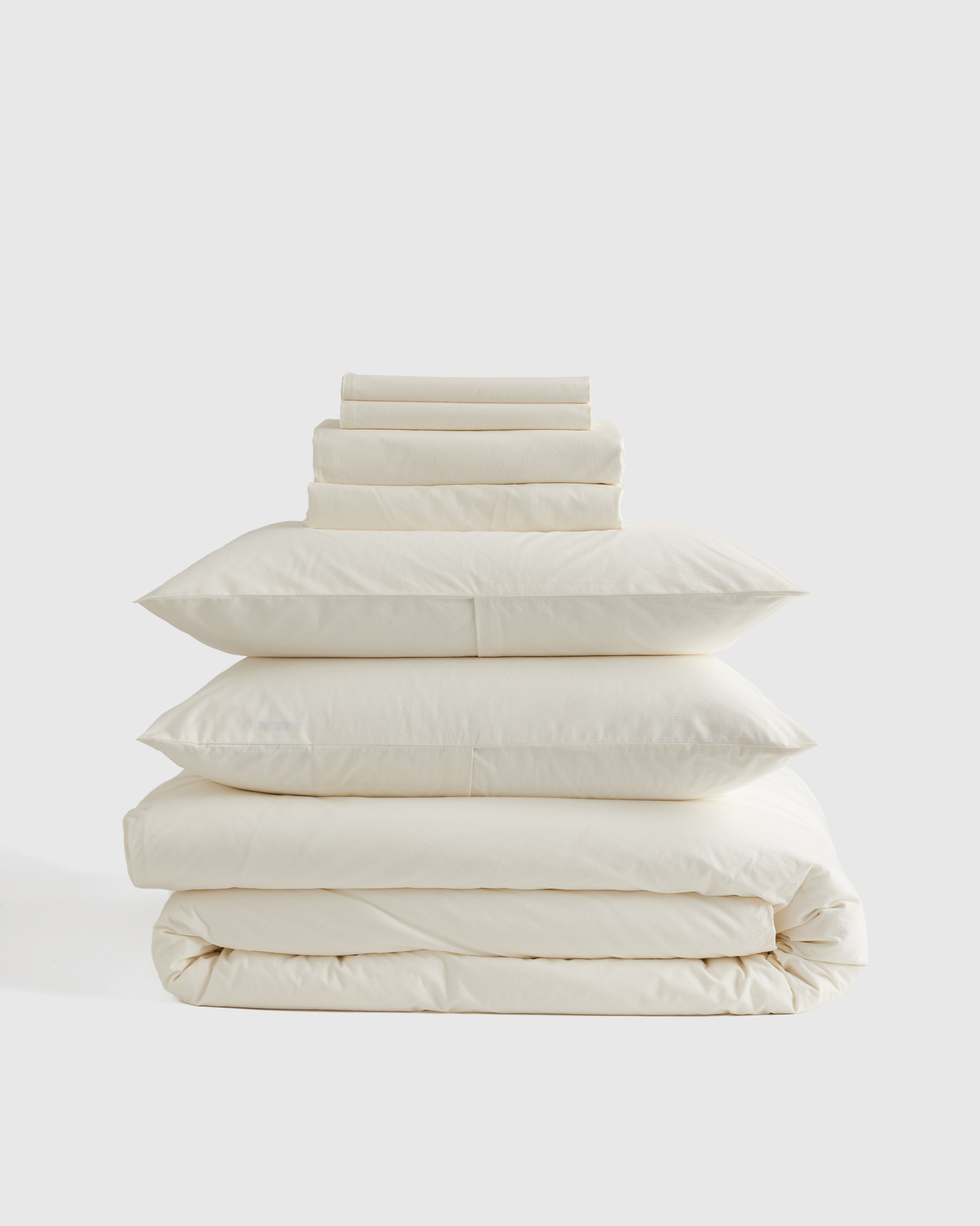 Organic Brushed Cotton Deluxe Bedding Bundle in Ivory - Queen
