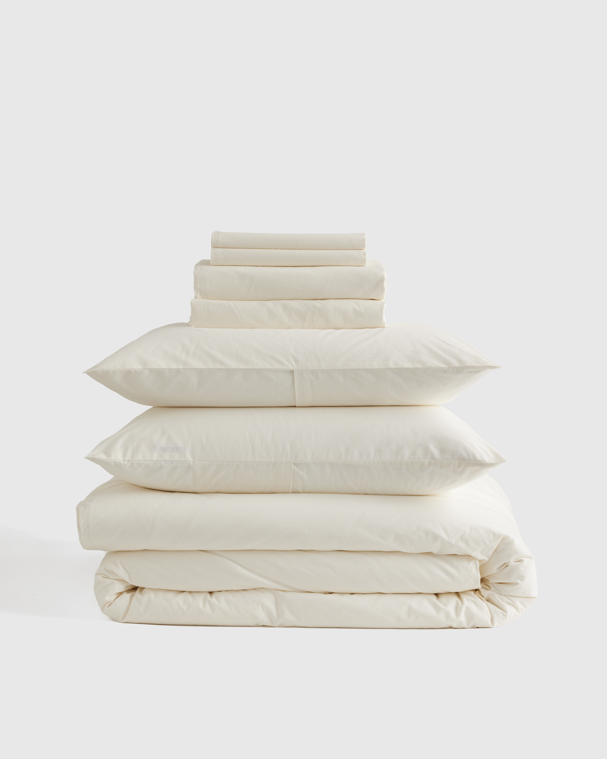Quince Organic Brushed Cotton Deluxe Bedding Bundle In Ivory