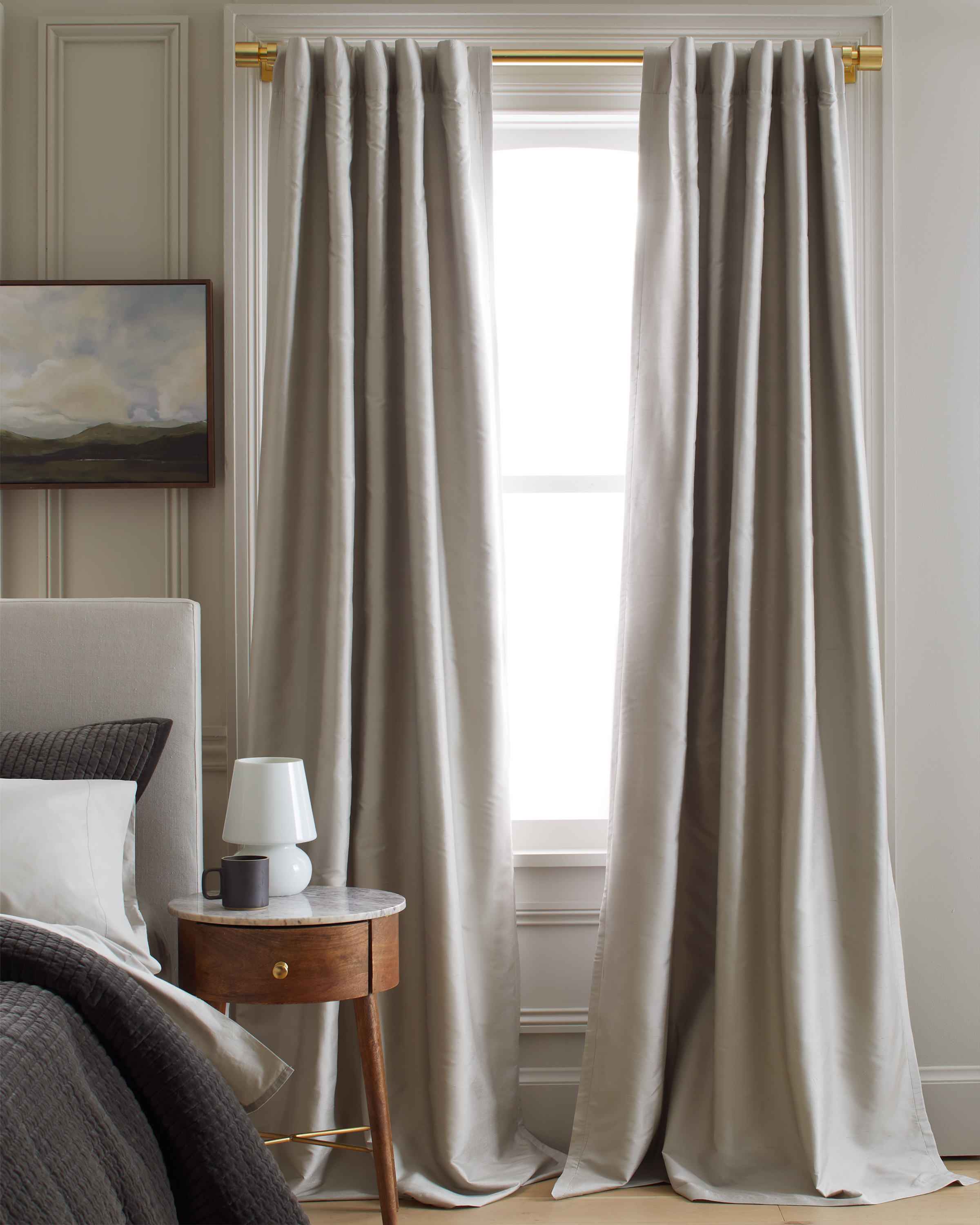 Quince Silk Dupioni Blackout Curtain In Silver