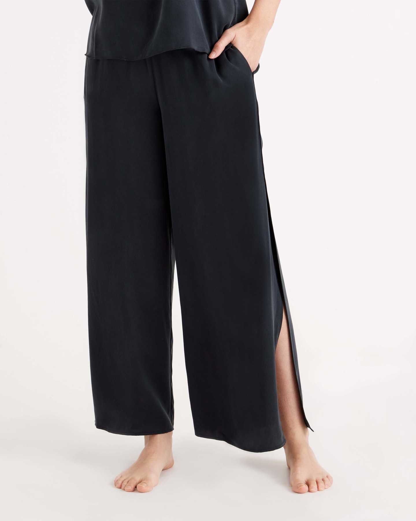 100% Washable Silk Pajama Pants - Black