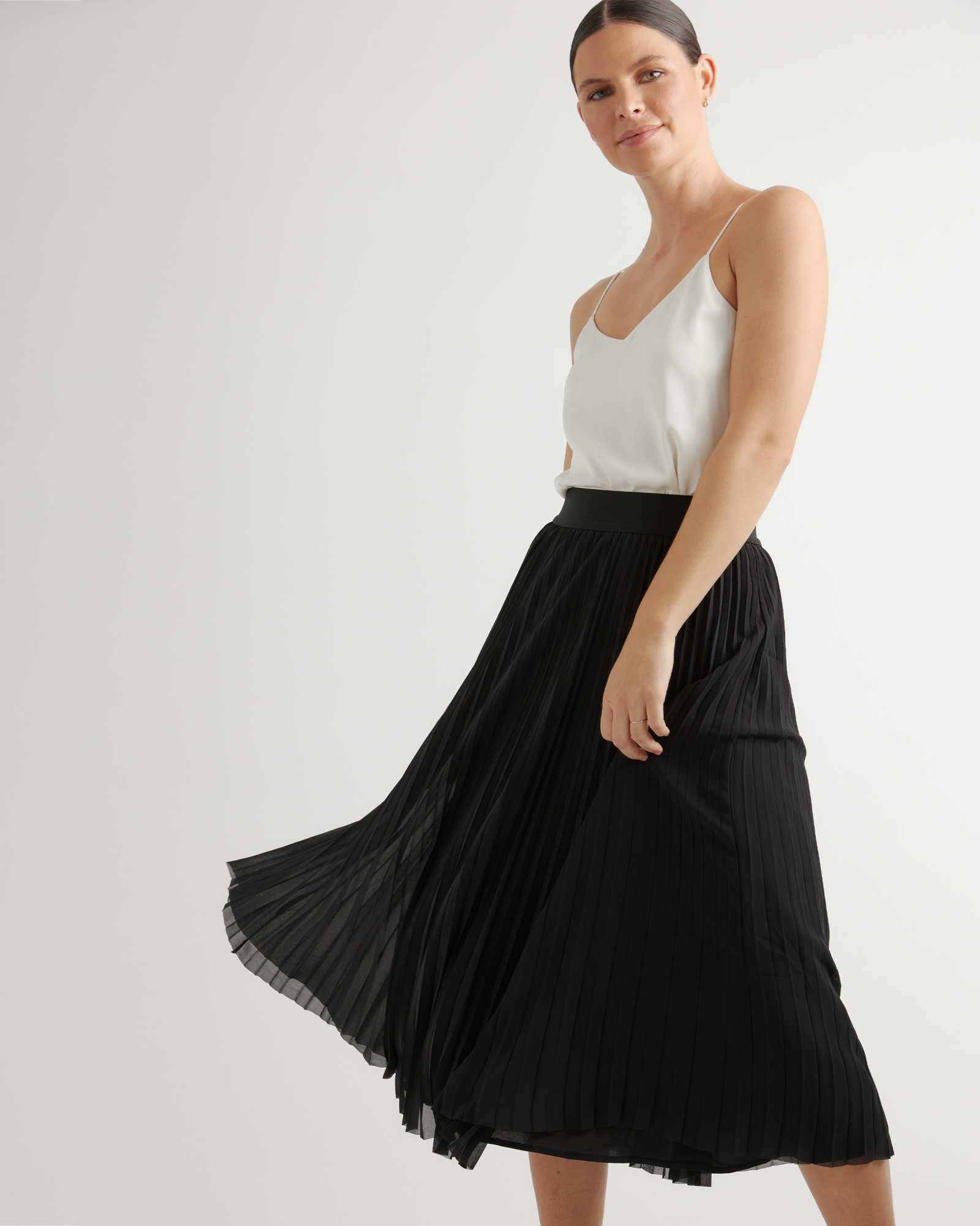 Chiffon Pleated Midi Skirt