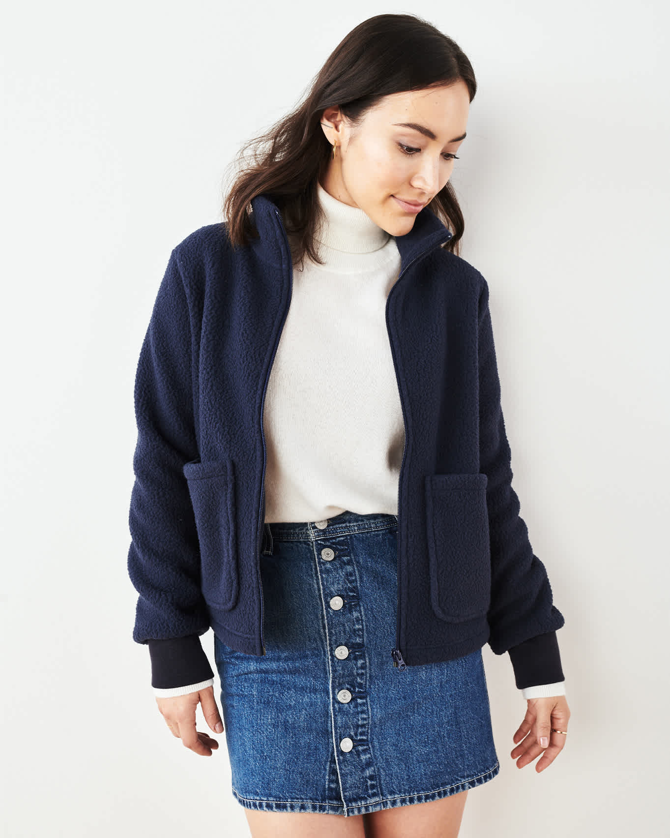 Recycled Sherpa Chore Jacket - Navy