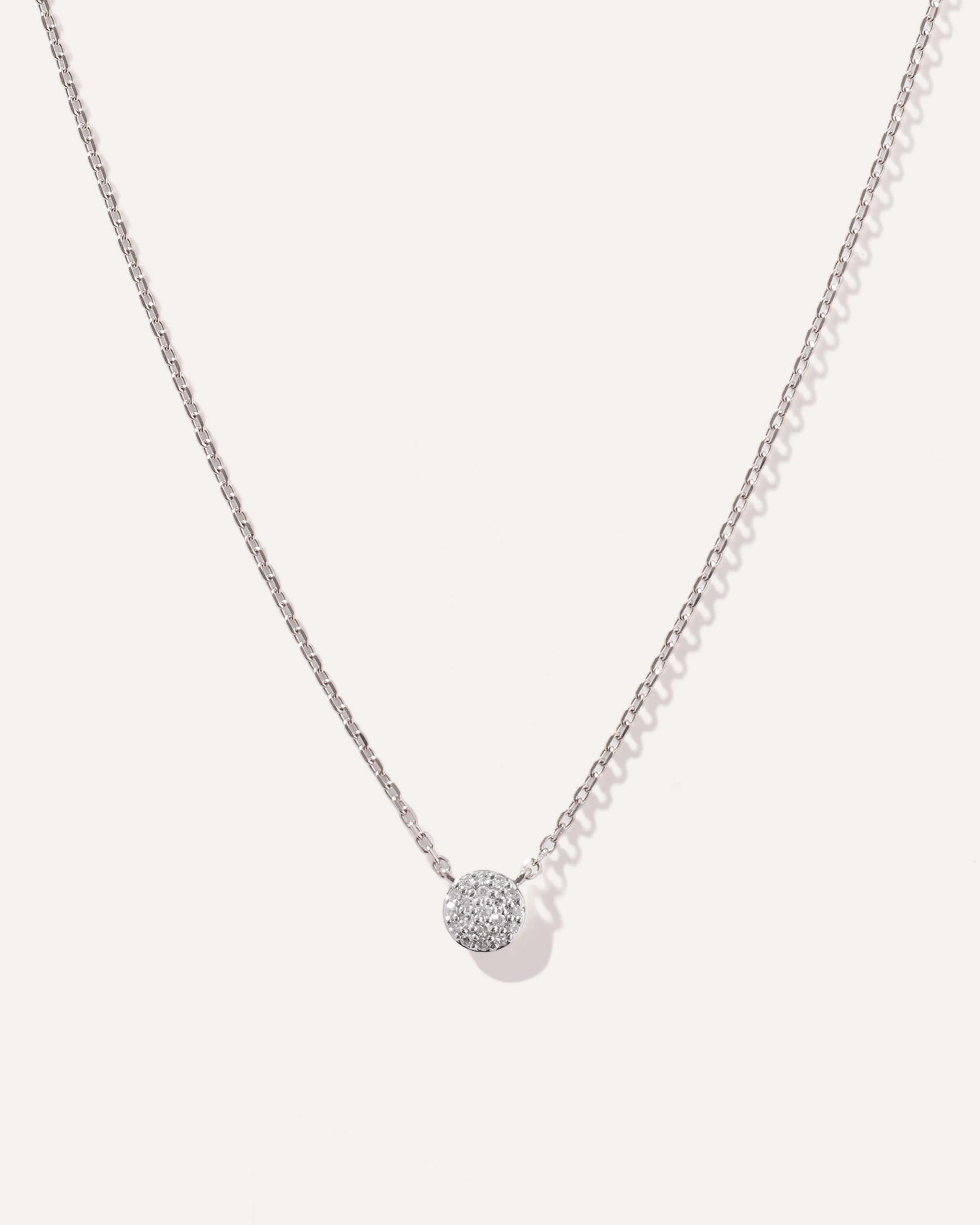 14K Gold Diamond Pave Disc Necklace
