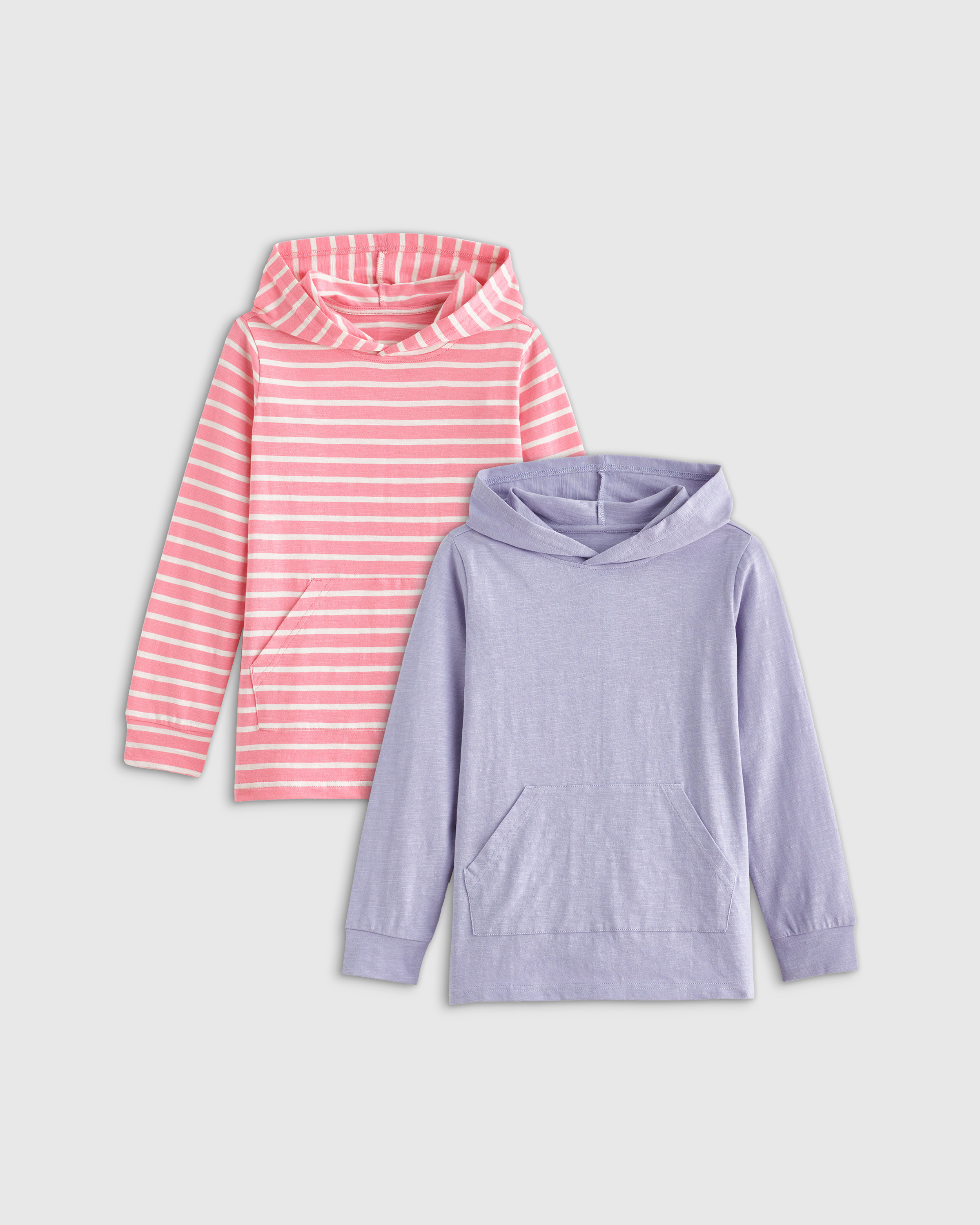 Shop Quince Slub Hooded T-shirt 2 Pack In Pink Stripe/lilac