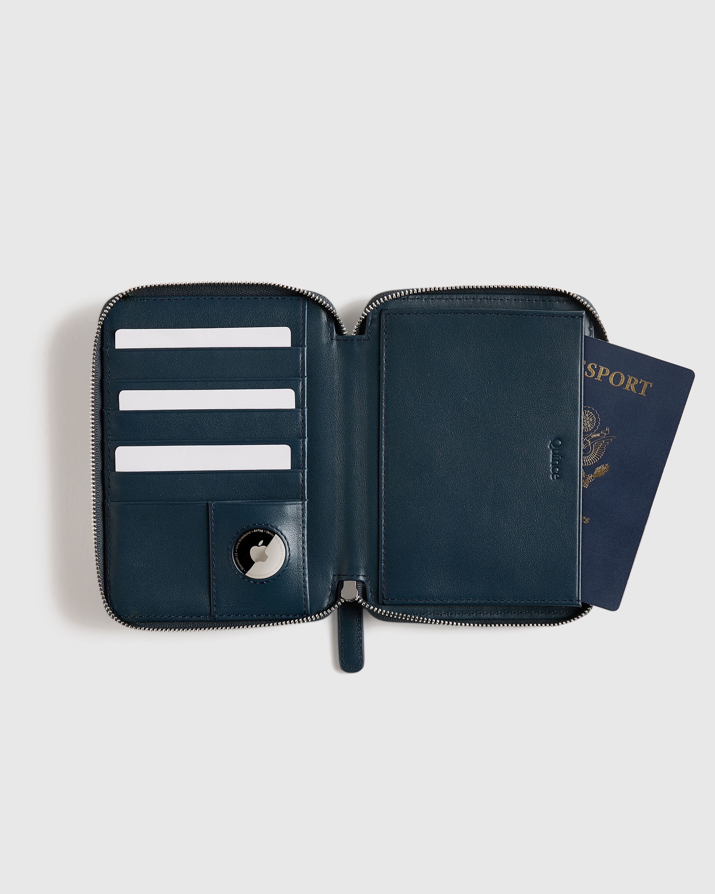 Nappa Leather RFID Zip Travel Wallet in Dark Green