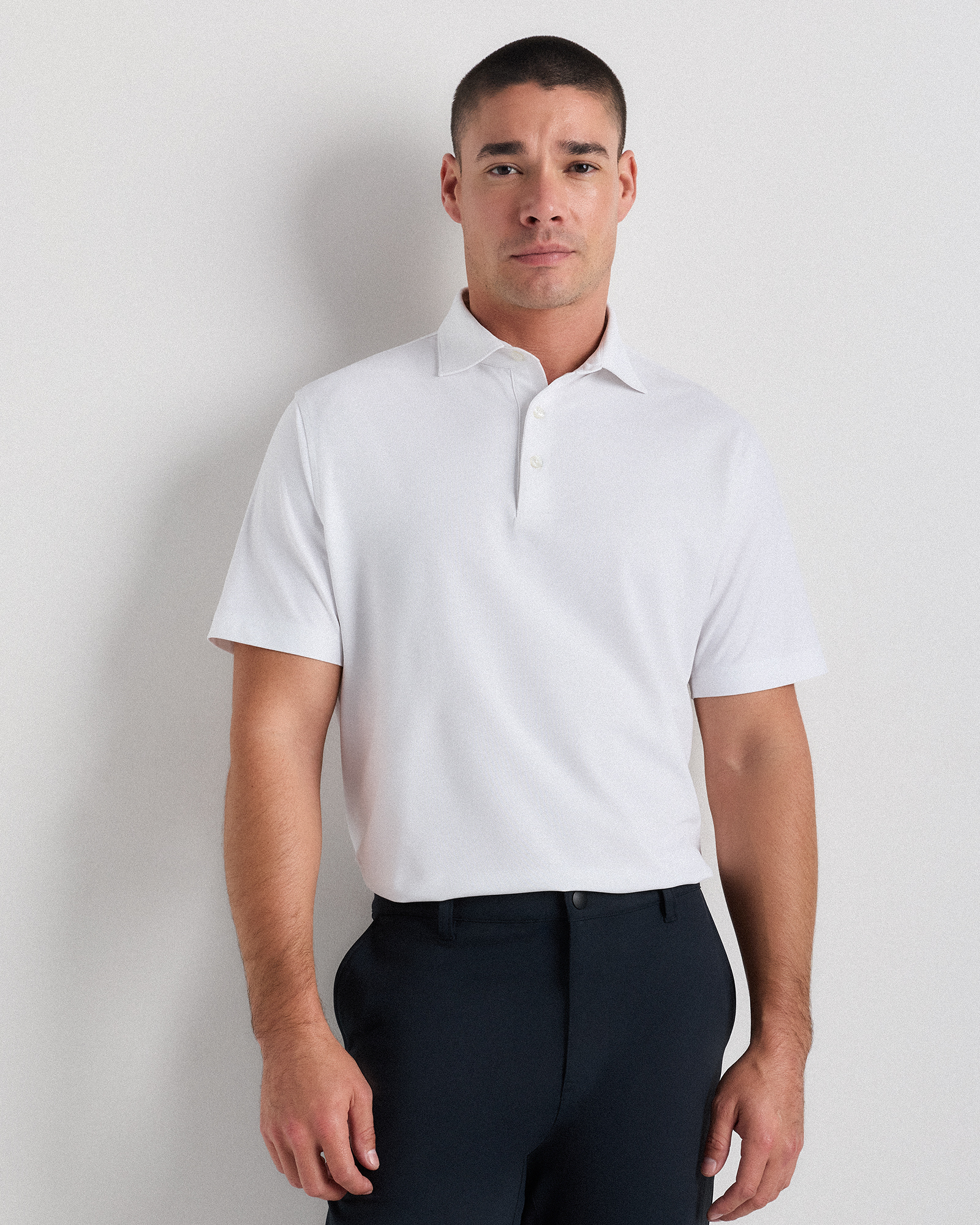 Performance Mesh Golf Polo in White