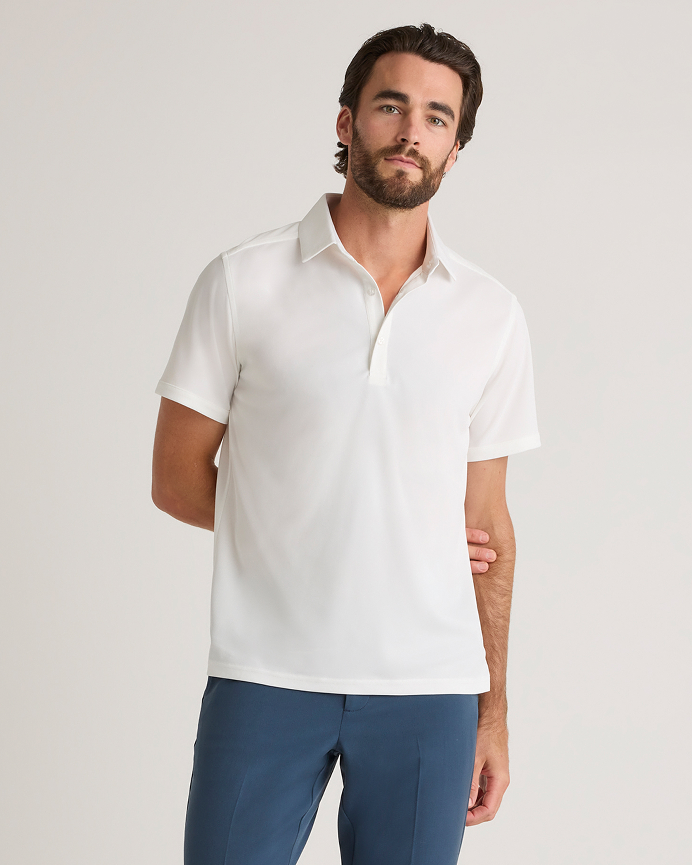 Quince Men's Luxe Comfort Stretch Pique Polo In White