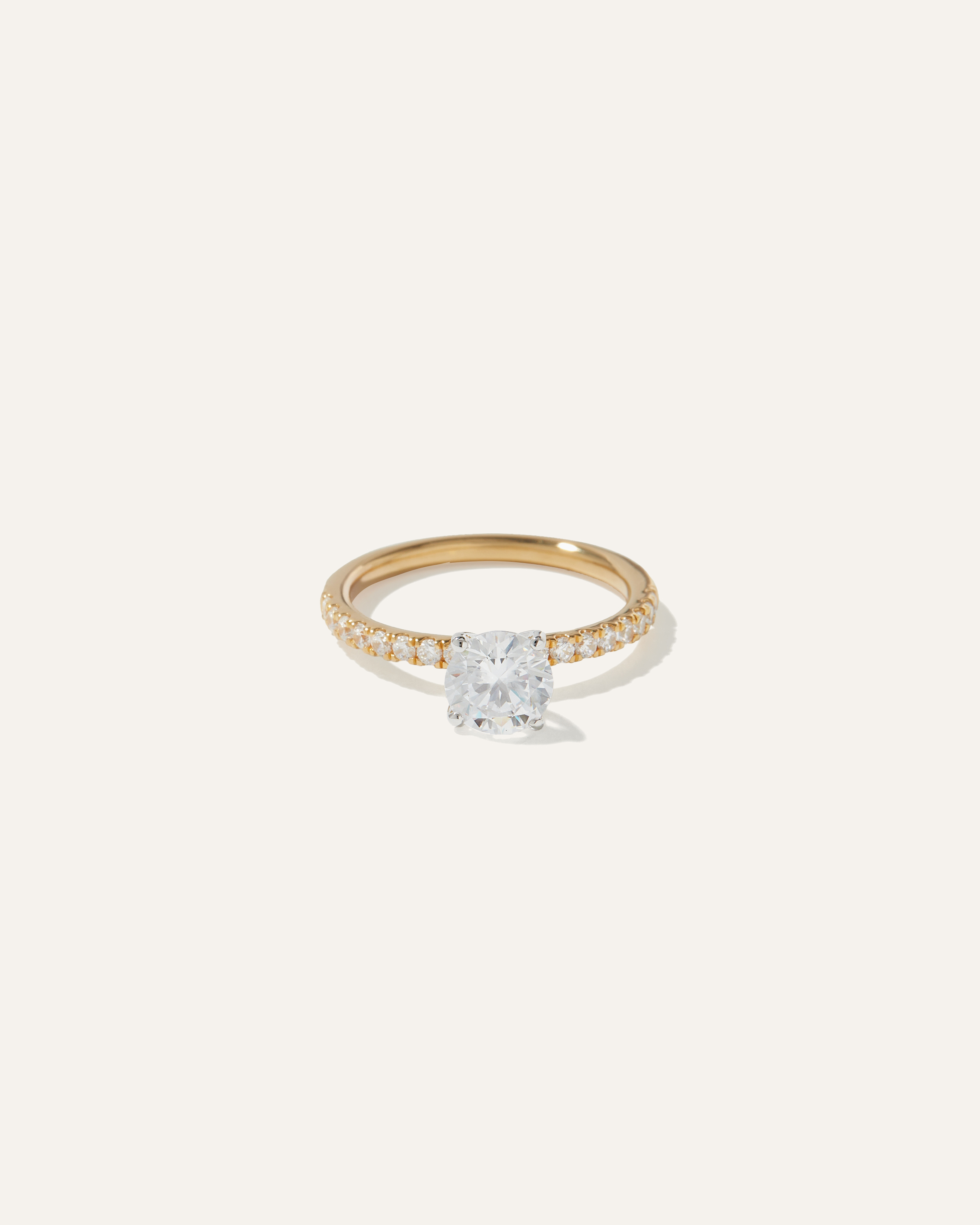 Shop Quince Women's Lab Grown Diamond Round Petite Pave Engagement Ring In Yellow Gold