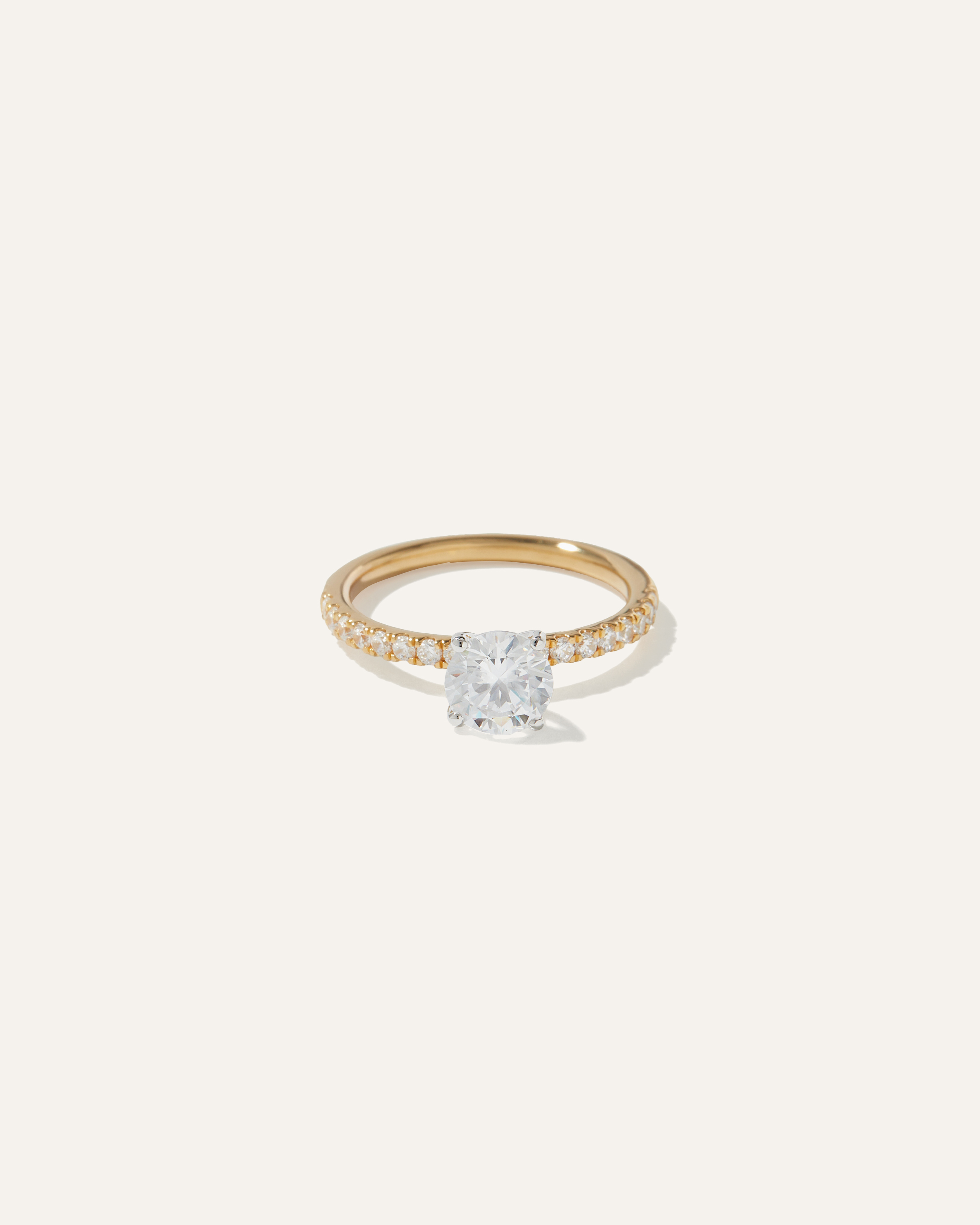 Quince Women's Lab Grown Diamond Round Petite Pave Engagement Ring In Yellow Gold