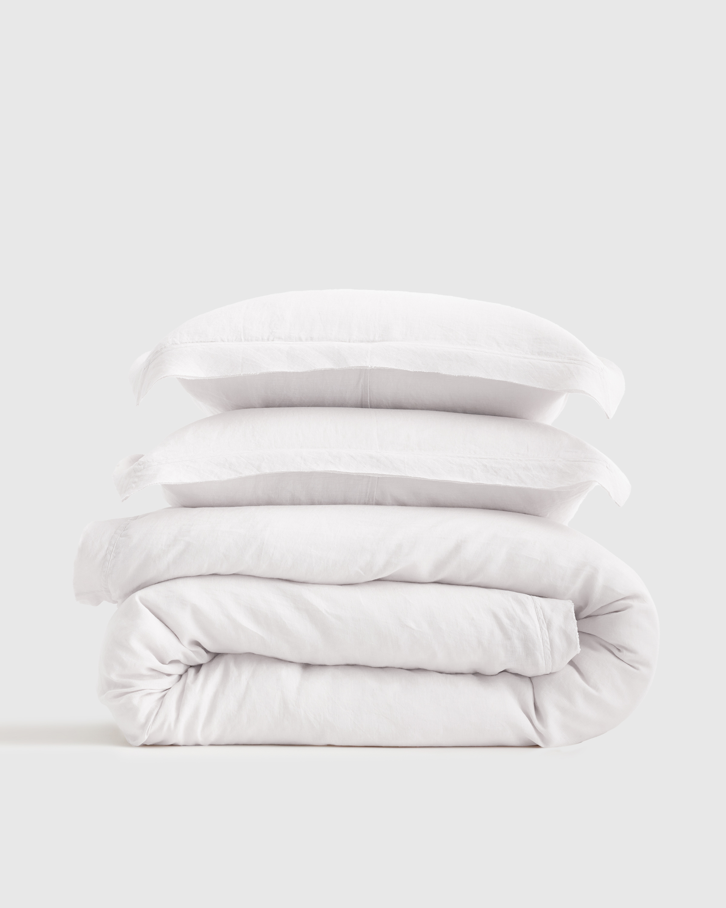 Queen Size European Linen Double Flange Duvet Cover Set in the color Aloe
