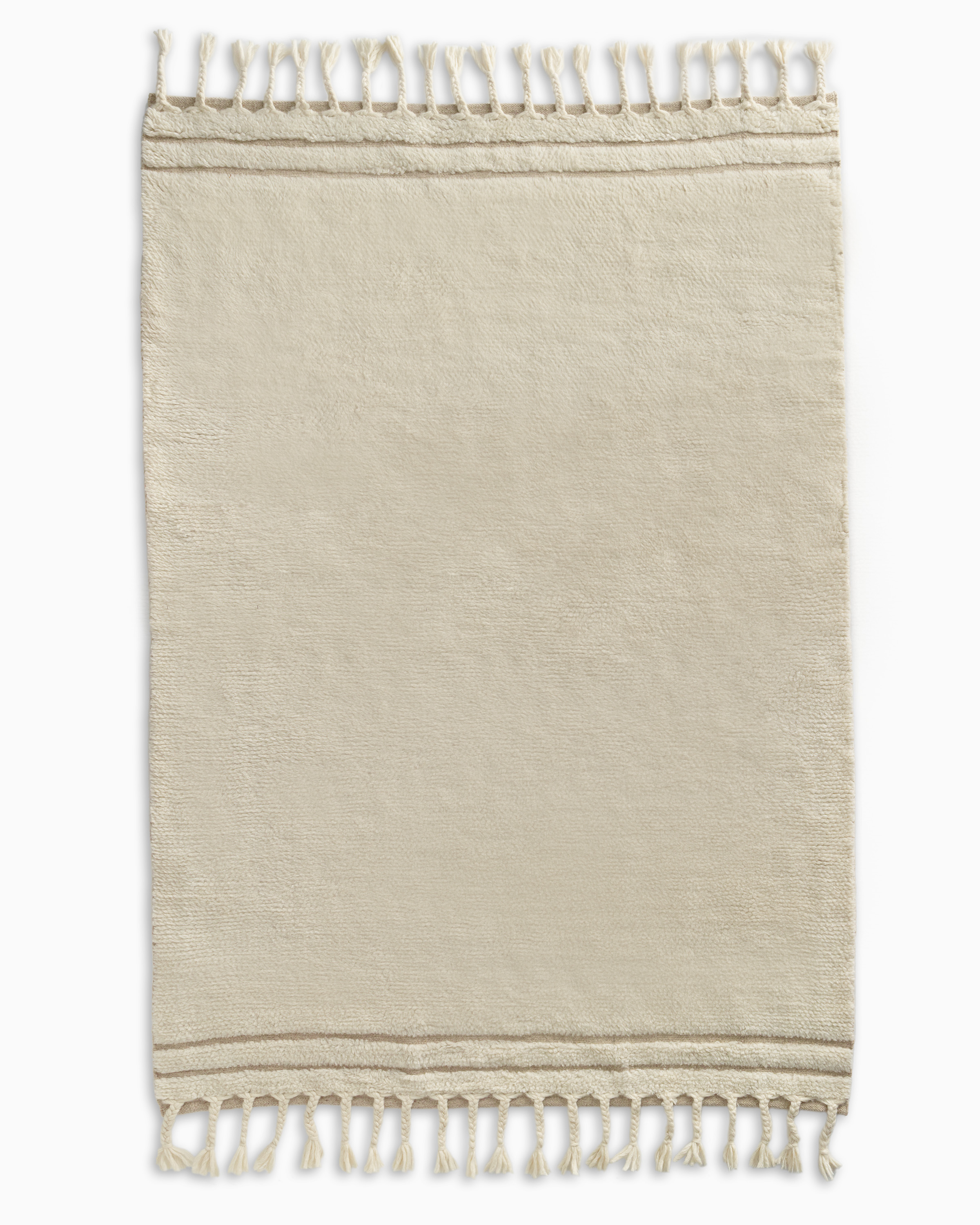 Quince Sade Wool Shag Rug In Ivory