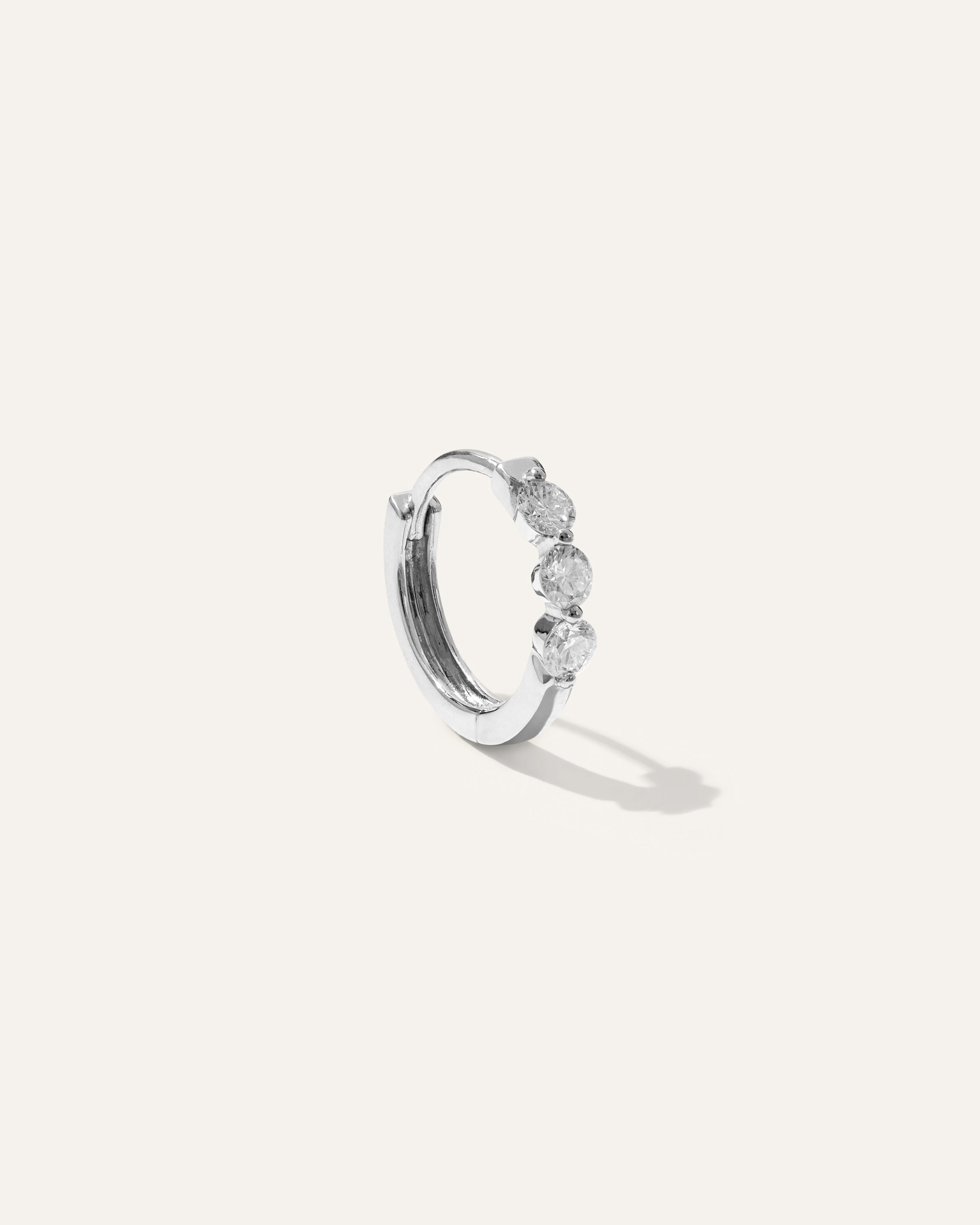 14K Gold Lab Grown Diamond Shared Prong Huggie