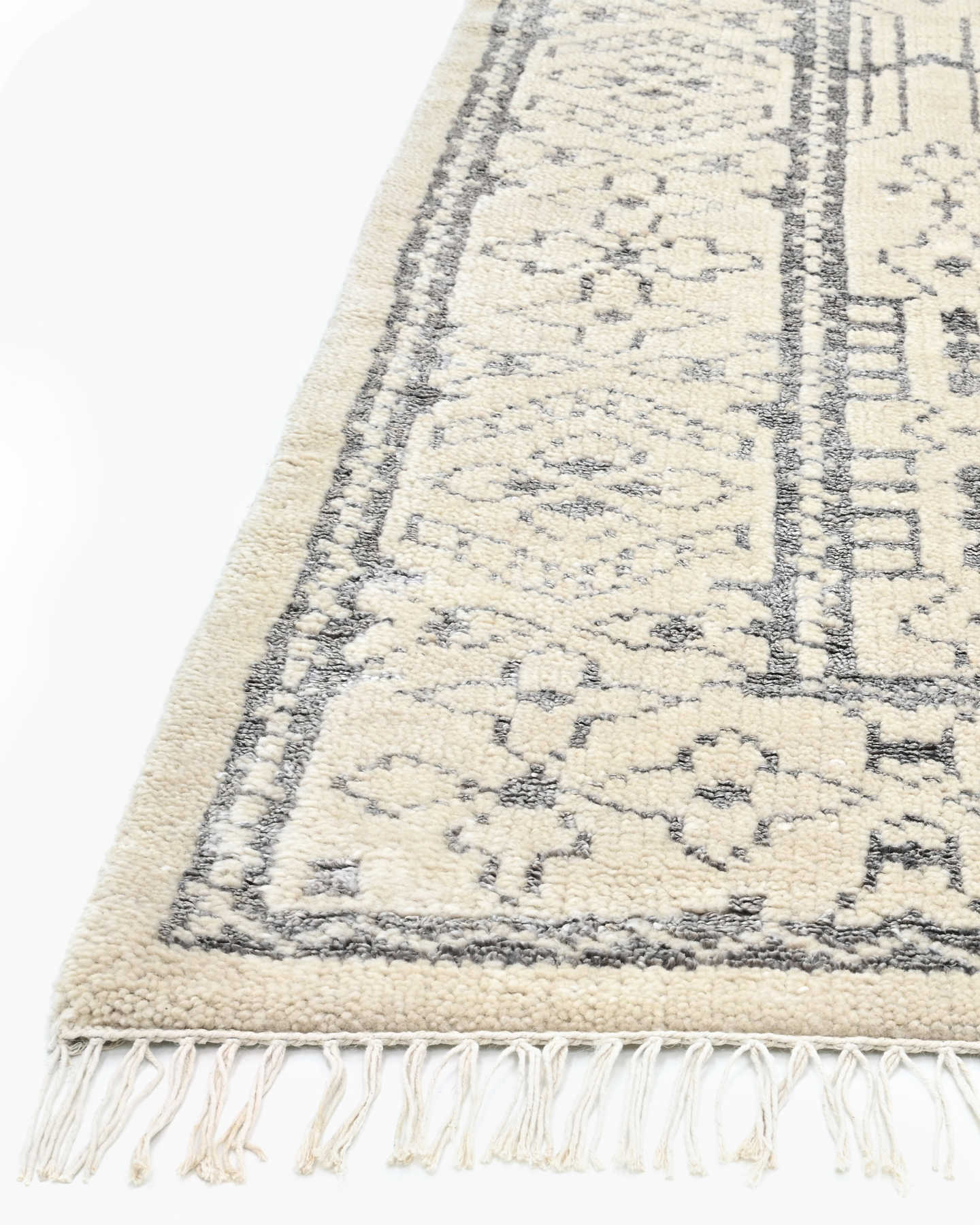 Florence Hand-Knotted Wool Rug - Ivory/Grey - 1 - Thumbnail