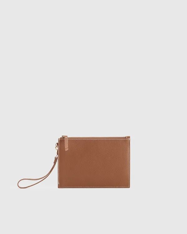 Italian Pebbled Leather Slim Wristlet