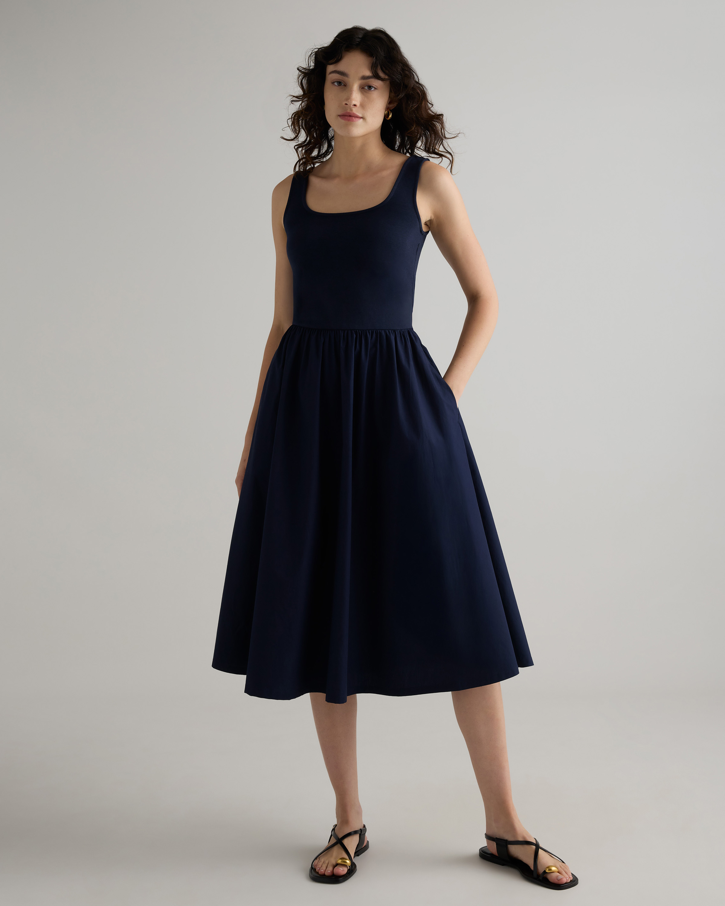 Cotton Mixed Media Tank Dress