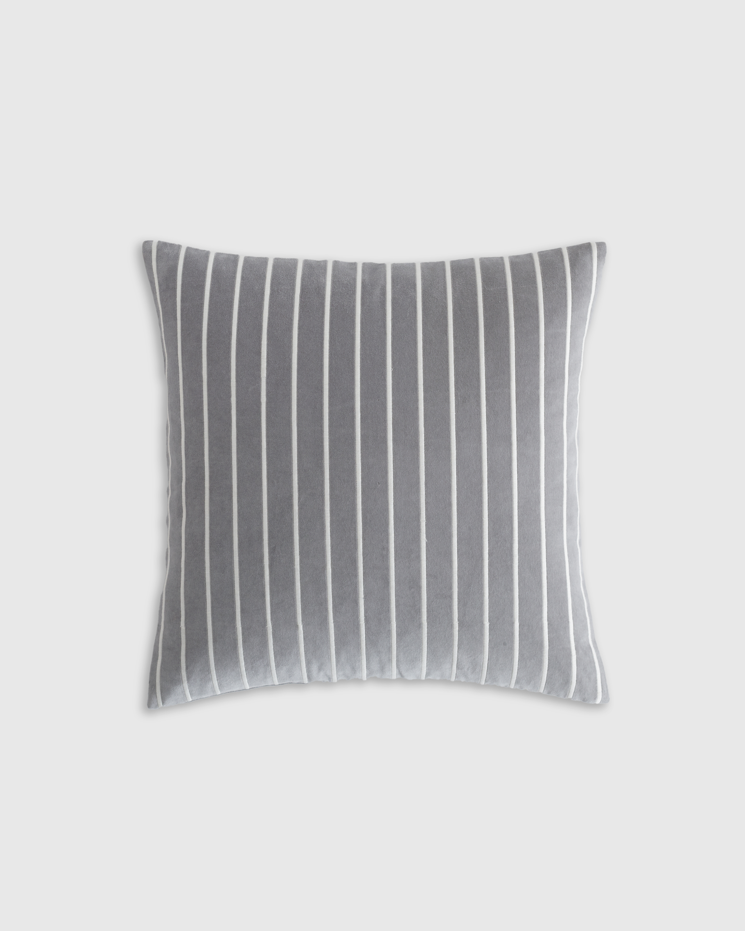 Quince Embroidered Cotton Velvet Pillow Cover In Gray