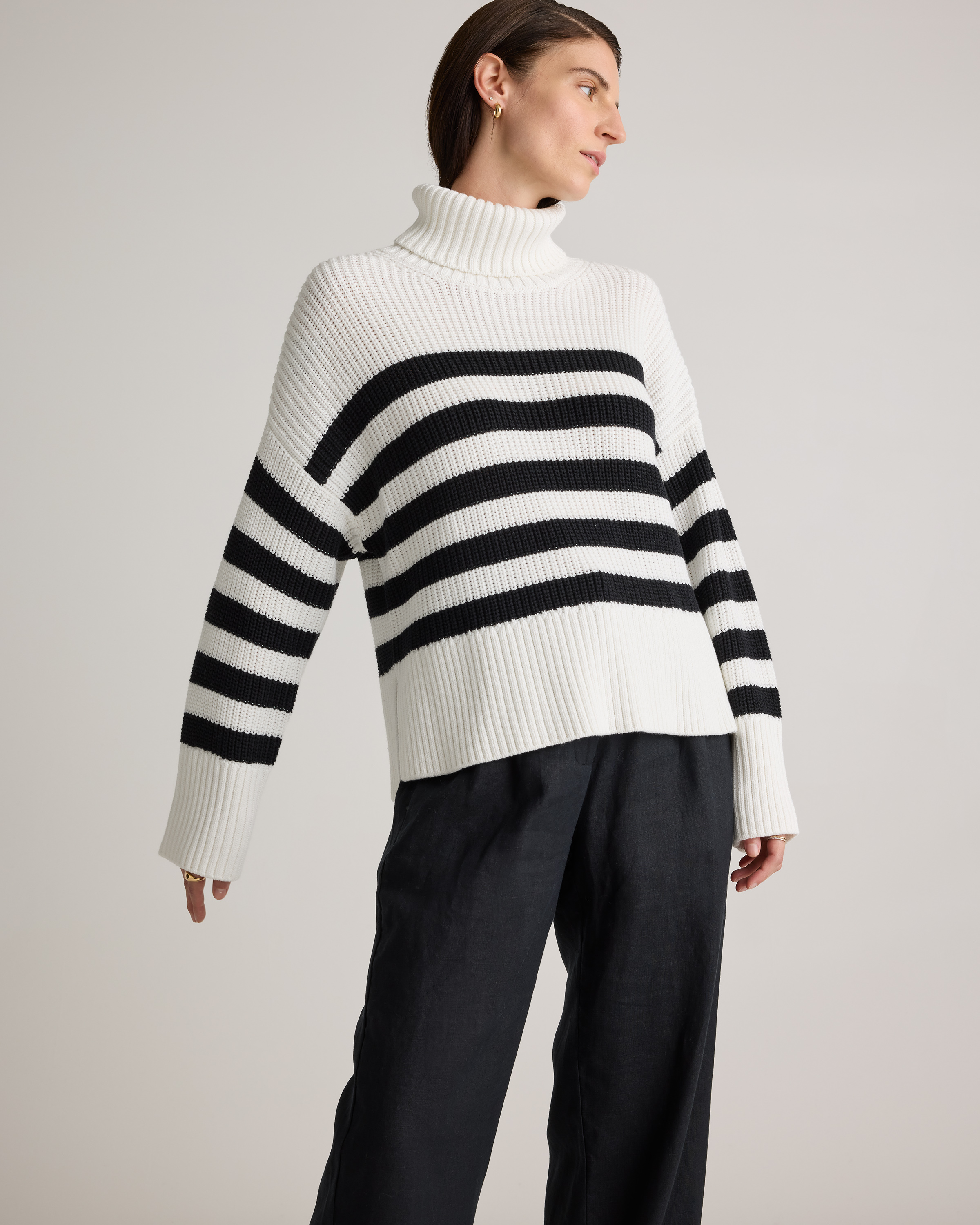 100% Organic Cotton Split Hem Turtleneck Sweater