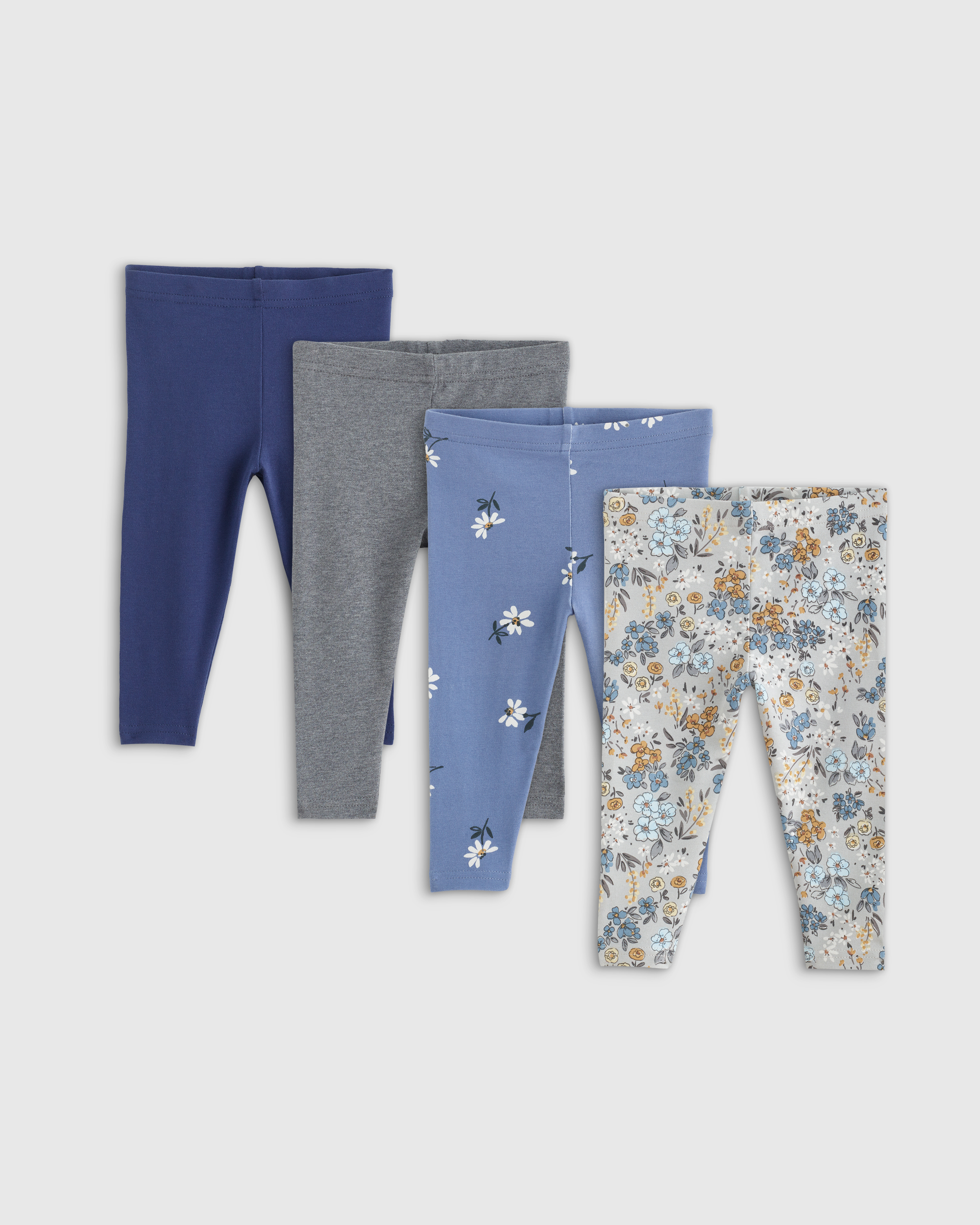 Quince Leggings 4-pack In Grey Ditsy Floral/blue Daisy
