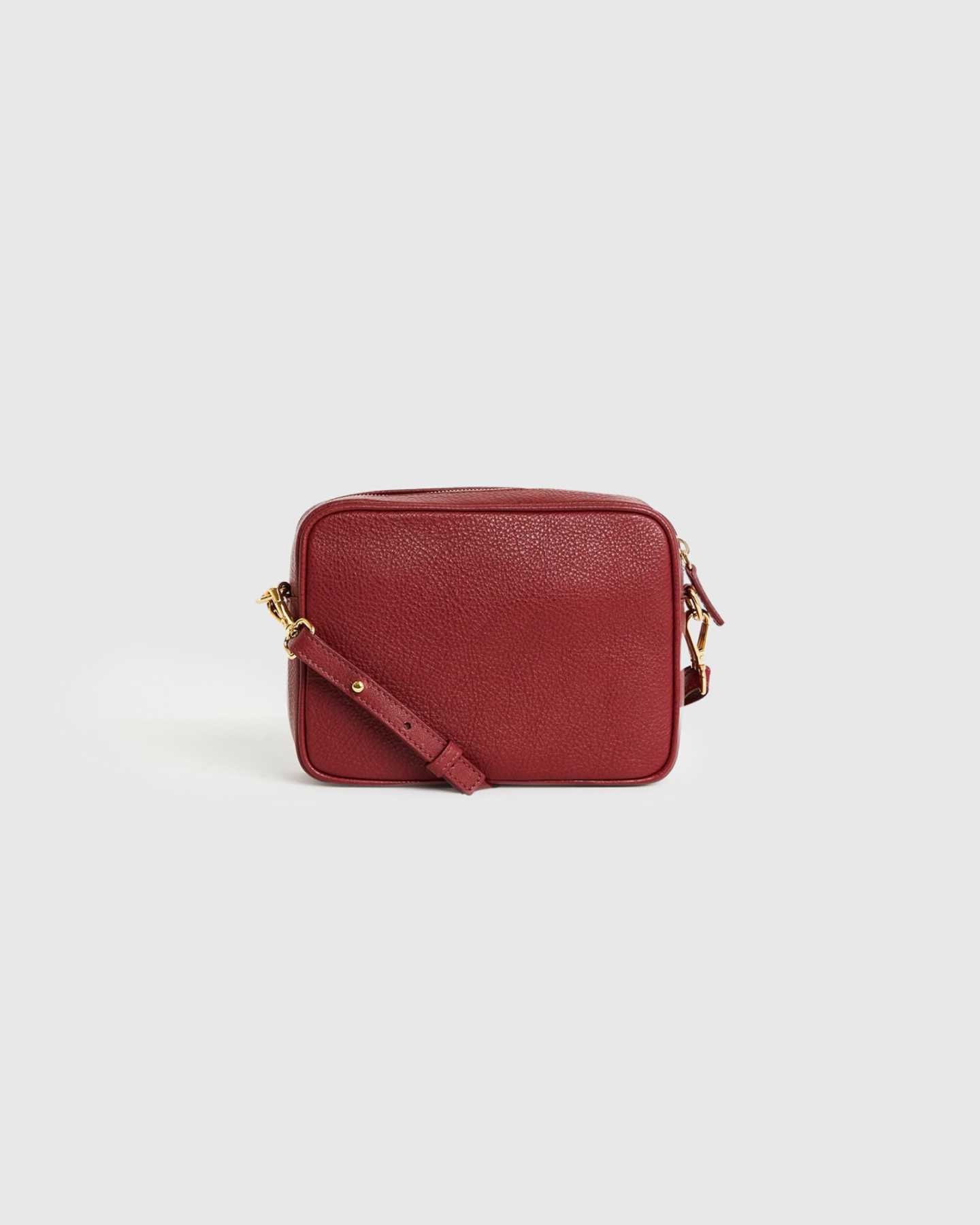 Italian leather crossbody bag in red