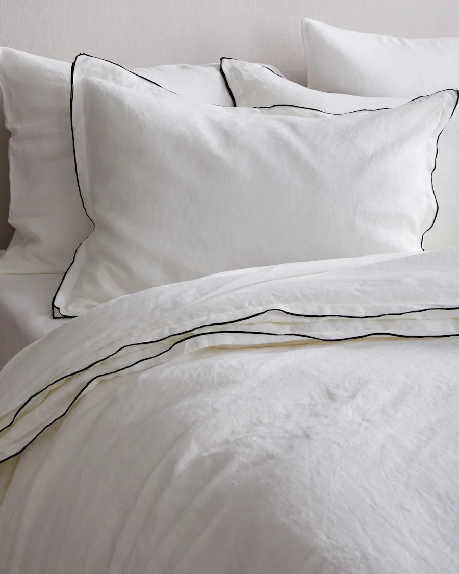 EuroLinenDoubleEmbroideredDuvet WhiteBlack 510