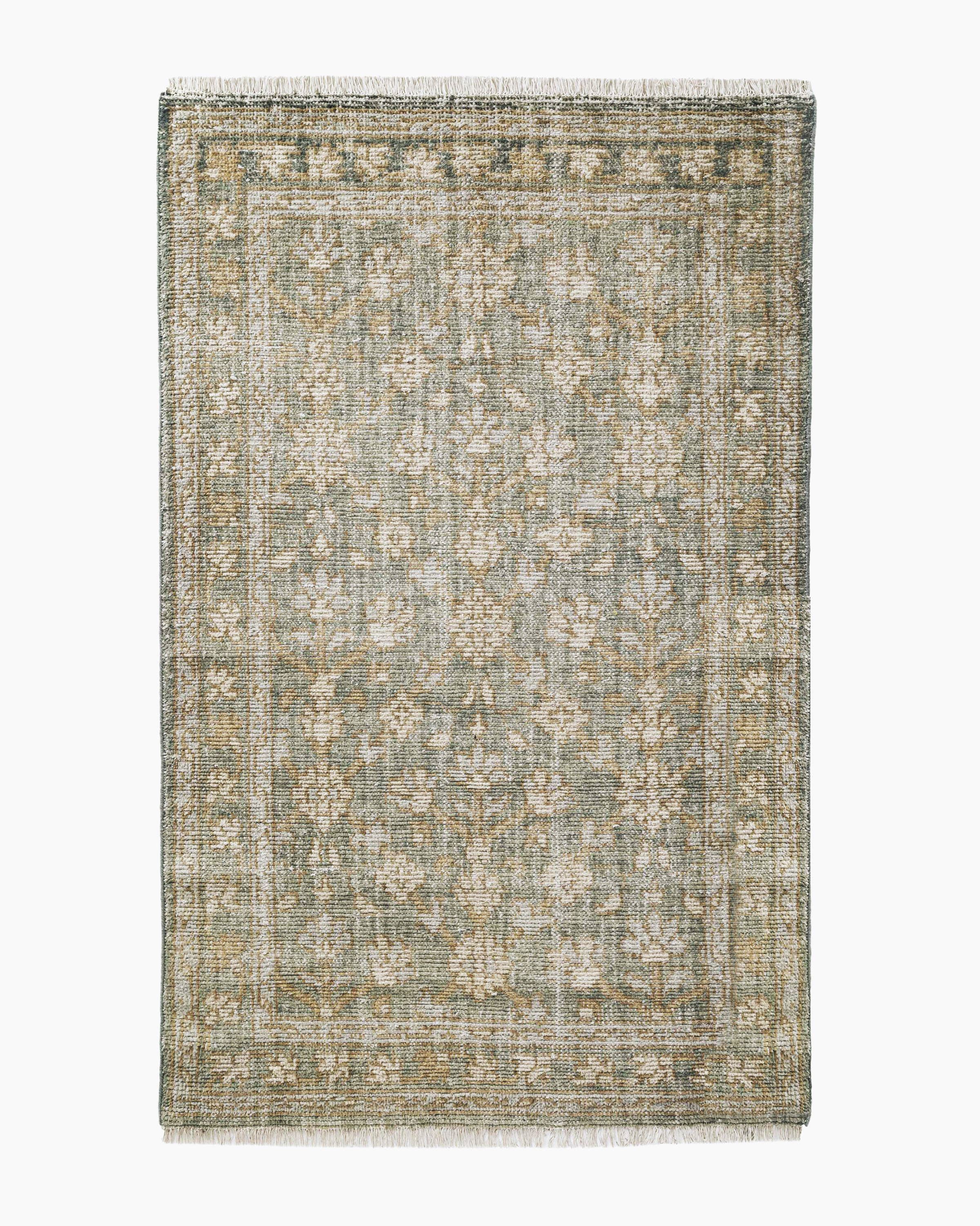 Lena Hand-Knotted Wool Rug in Green