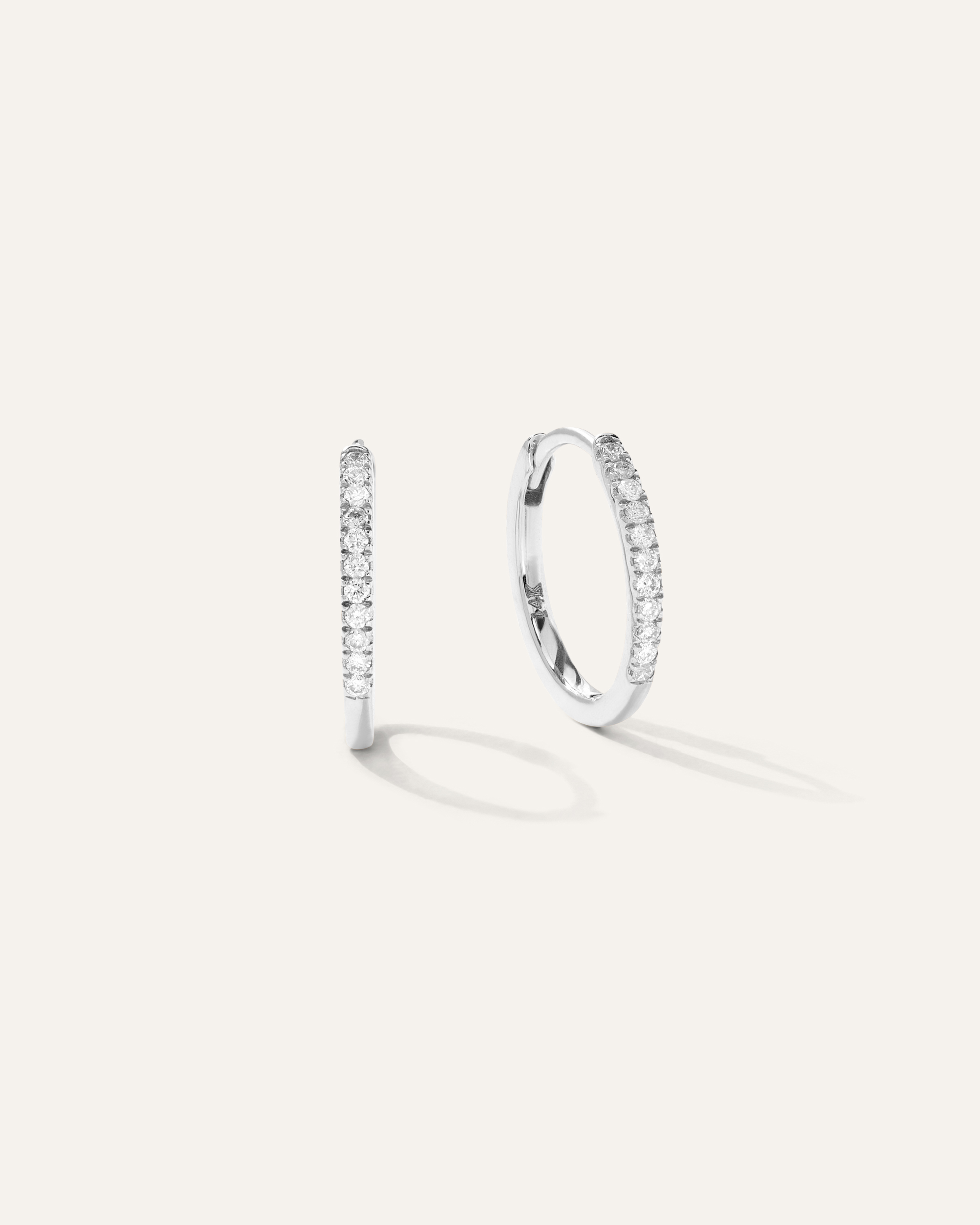 14K Gold Diamond Pave Hoops