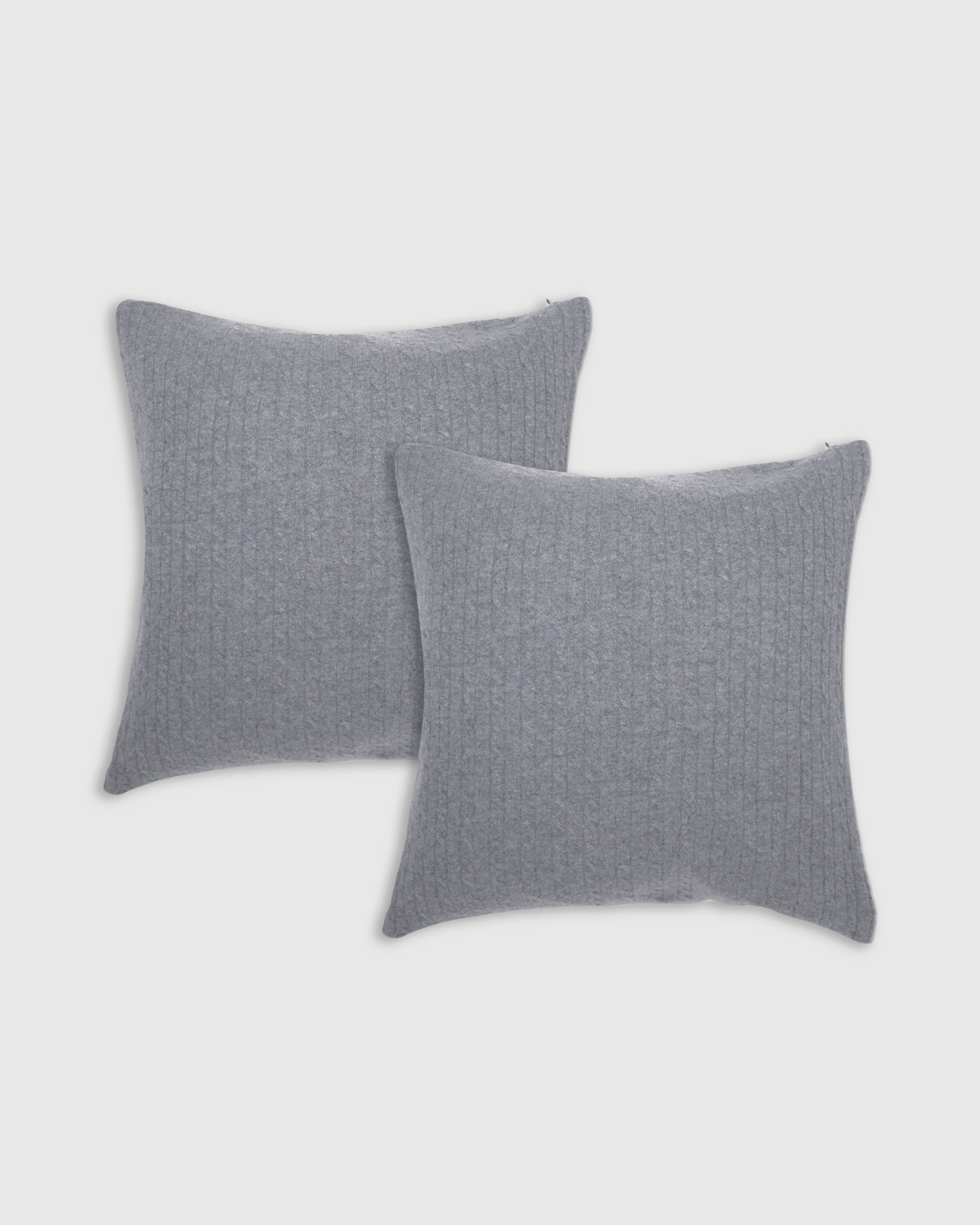 Quince Cable Knit Cashmere Pillow Cover Set Of 2 In Gray
