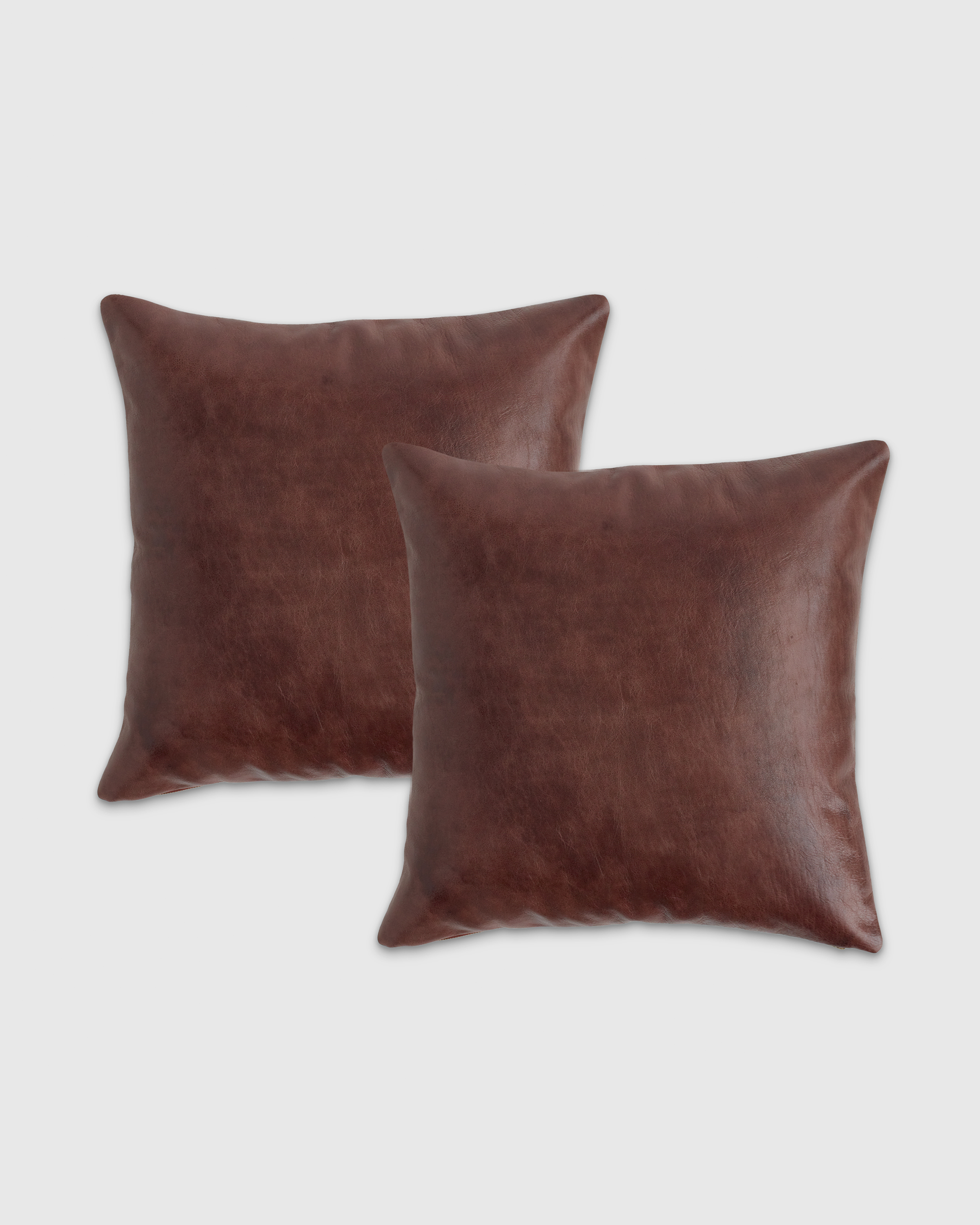 Quince Luxe Leather Pillow Cover Set Of 2 In Brown