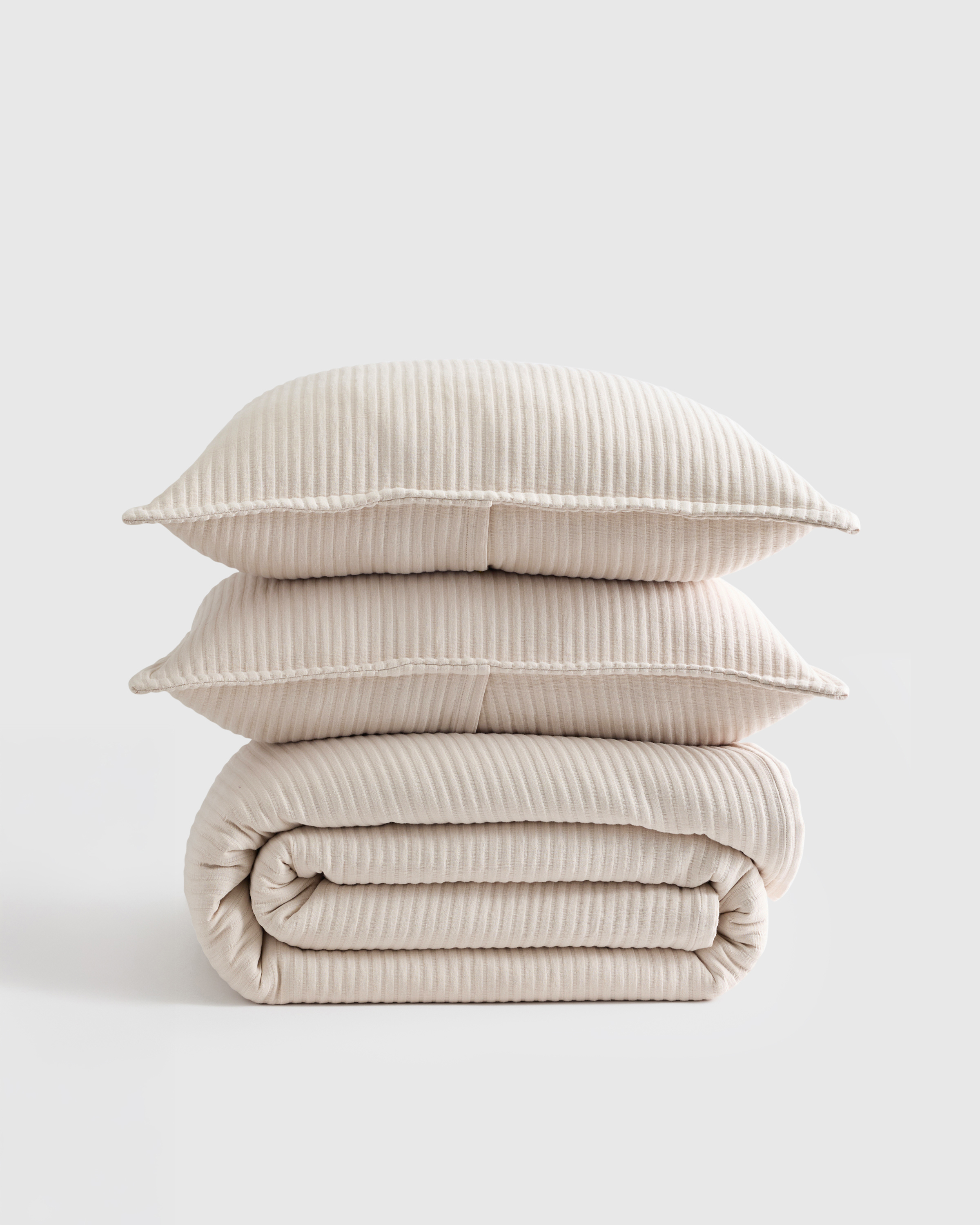 Organic Cotton Matelasse Coverlet Set in Sand
