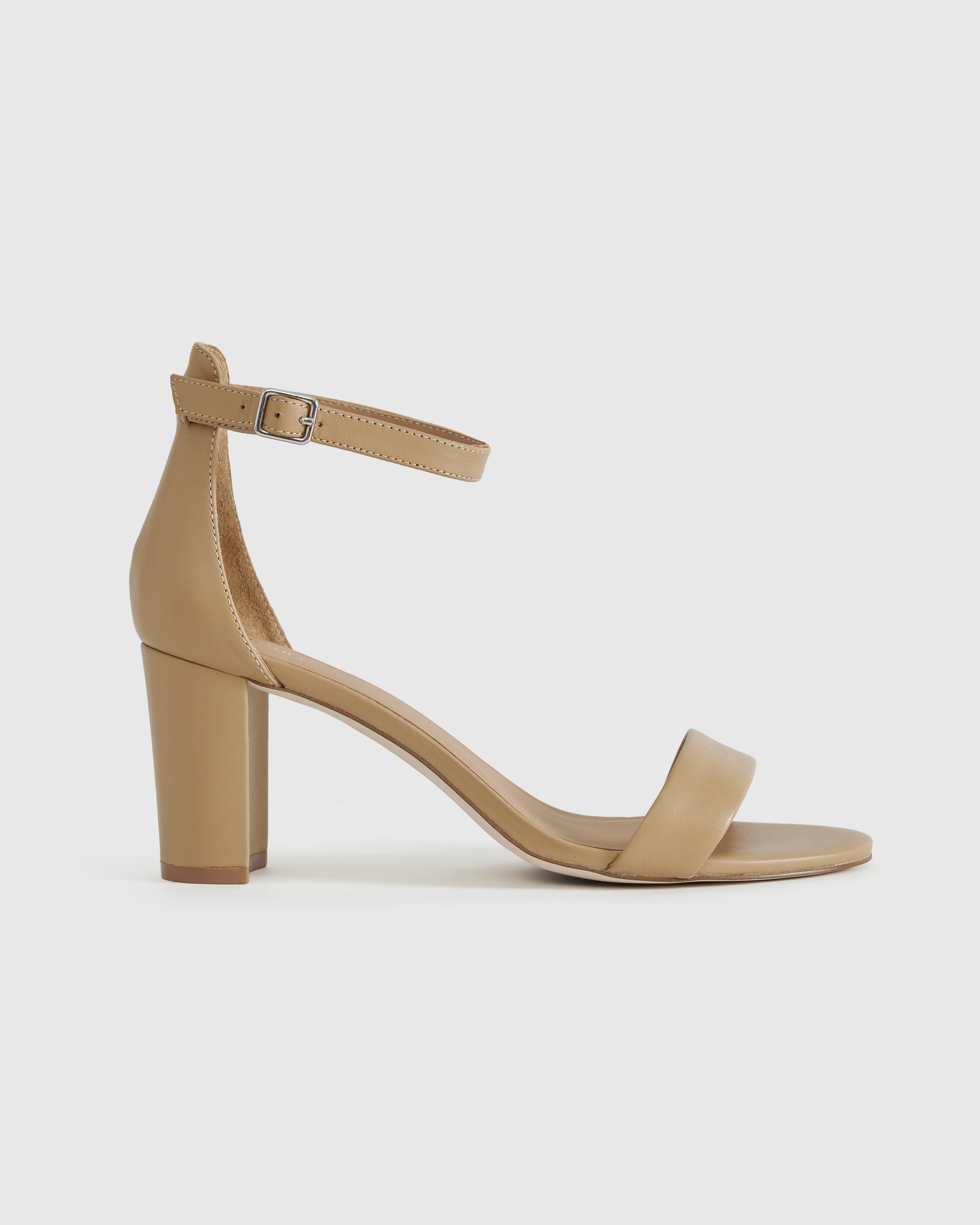 Quince Women's Italian Leather 65mm Block Heel In Cashew