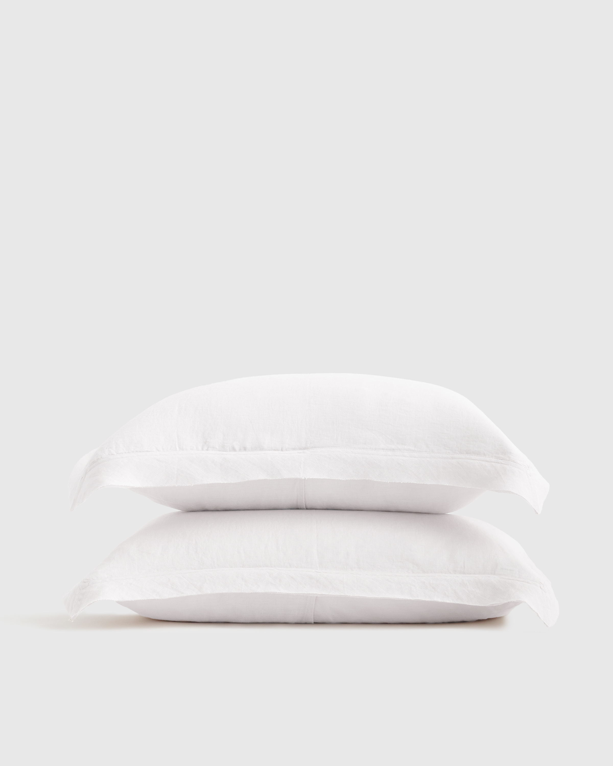 White - European Linen Double Flange Sham Set