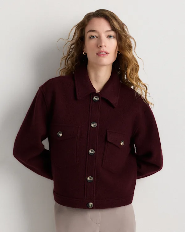100% Merino Wool Cropped Shirt Jacket