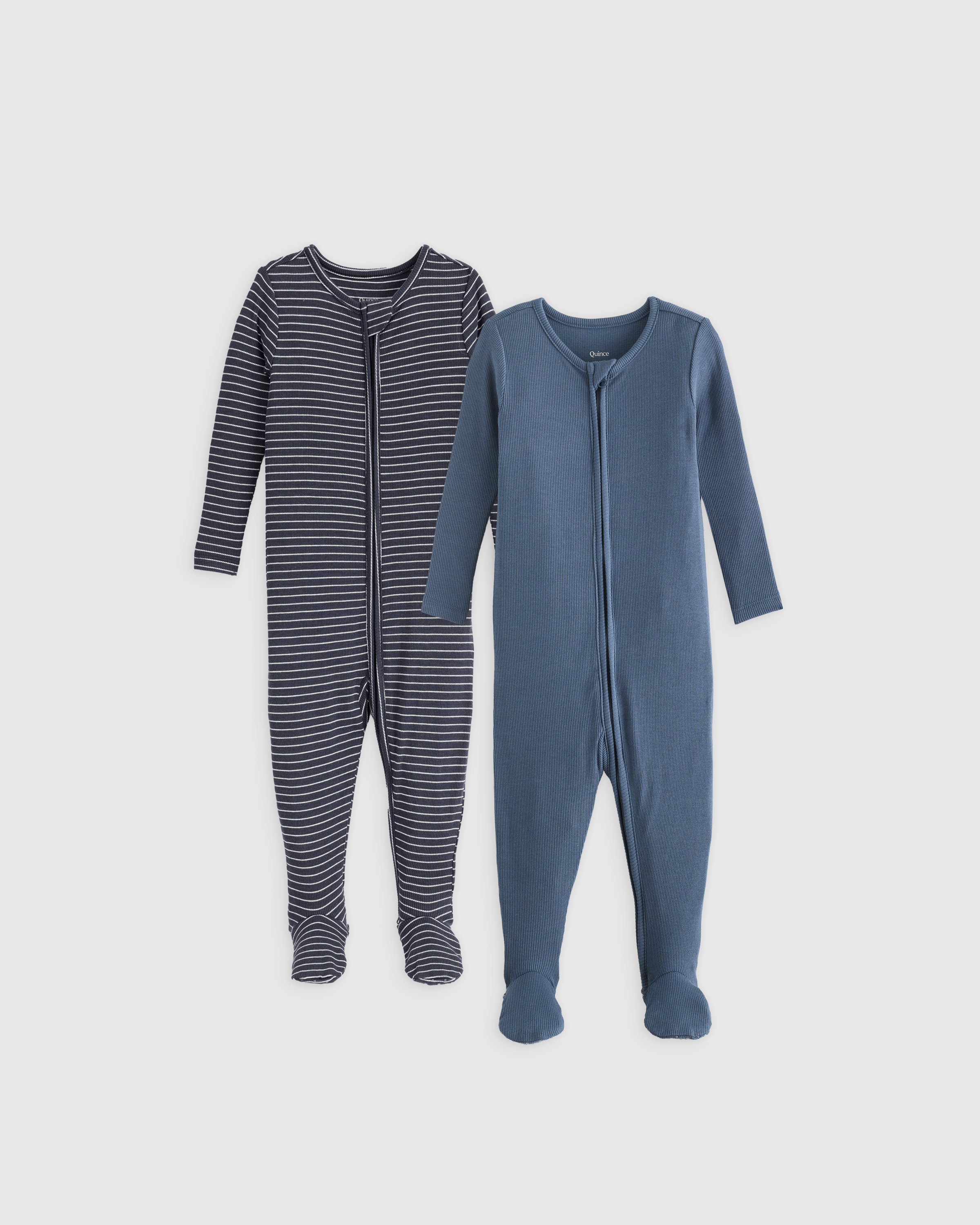 Quince The Softest Rib Footie Pajamas 2-pack In Blue