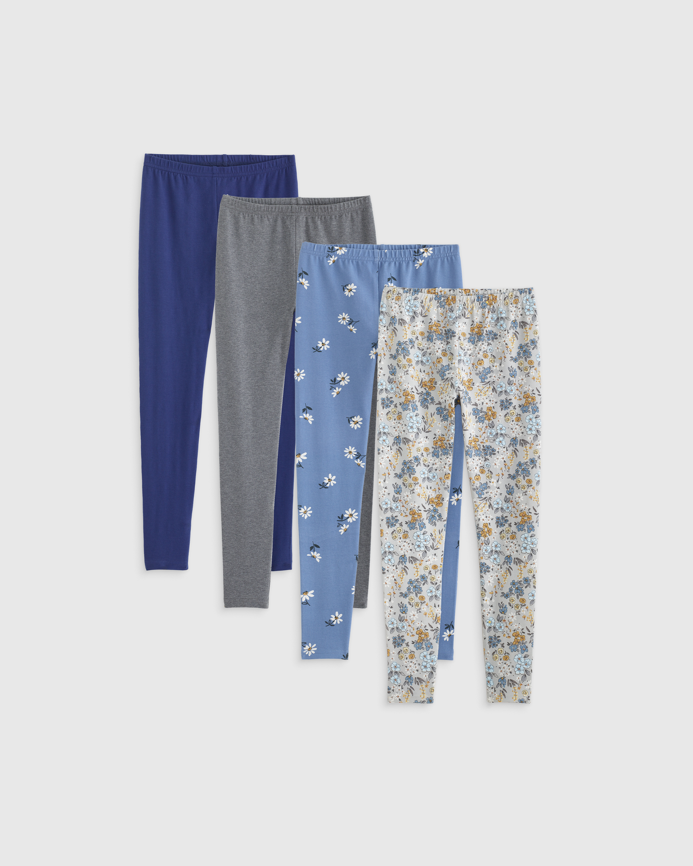 Shop Quince Leggings 4-pack In Grey Ditsy Floral/blue Daisy