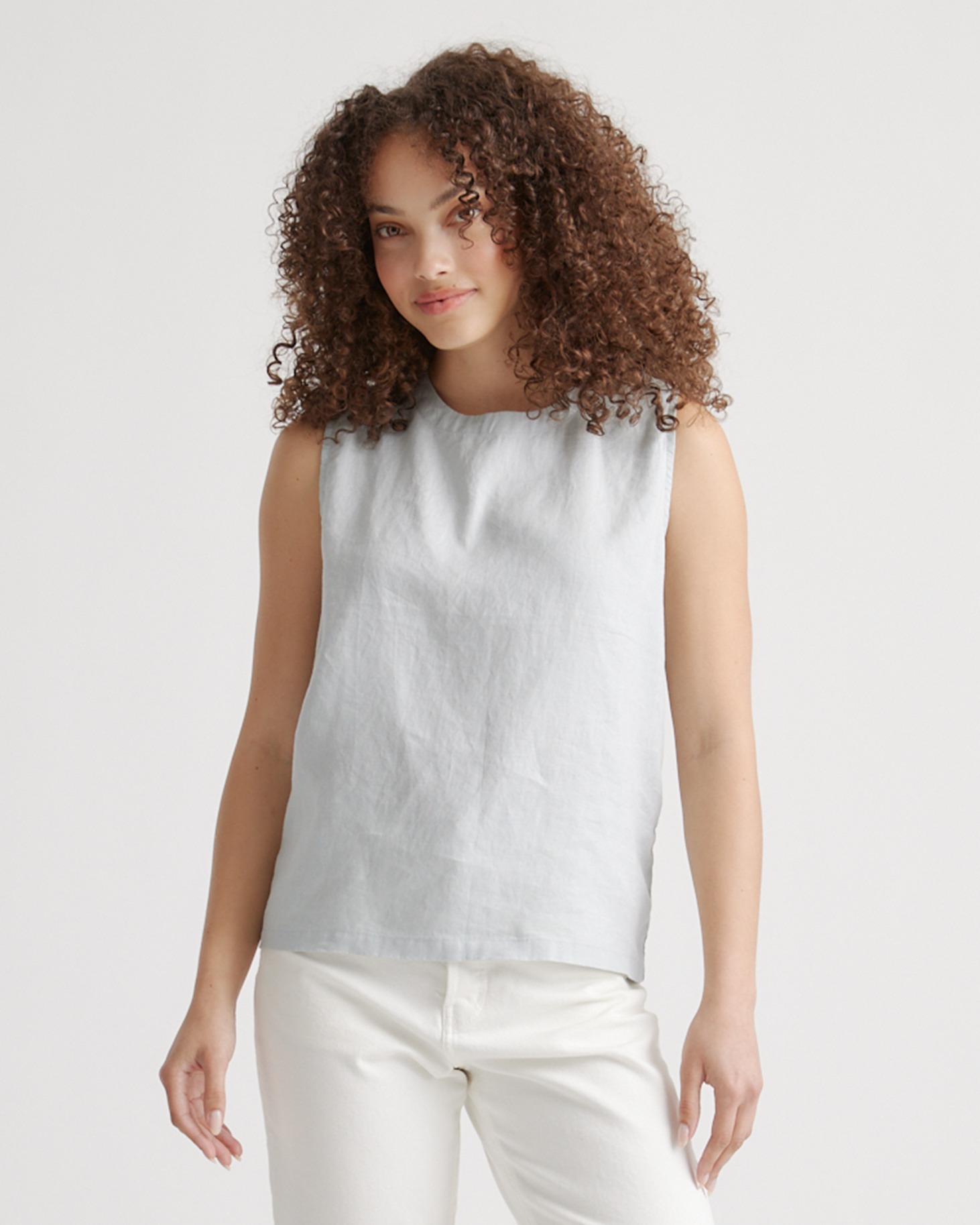 Wide-strap slub linen tank top - Billie