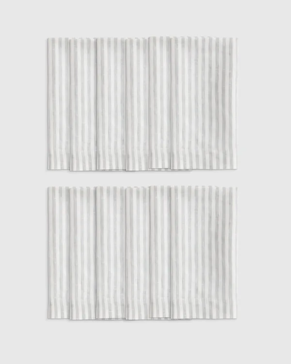 European Linen Wide-Hem Stripe Napkins (Set of 12)