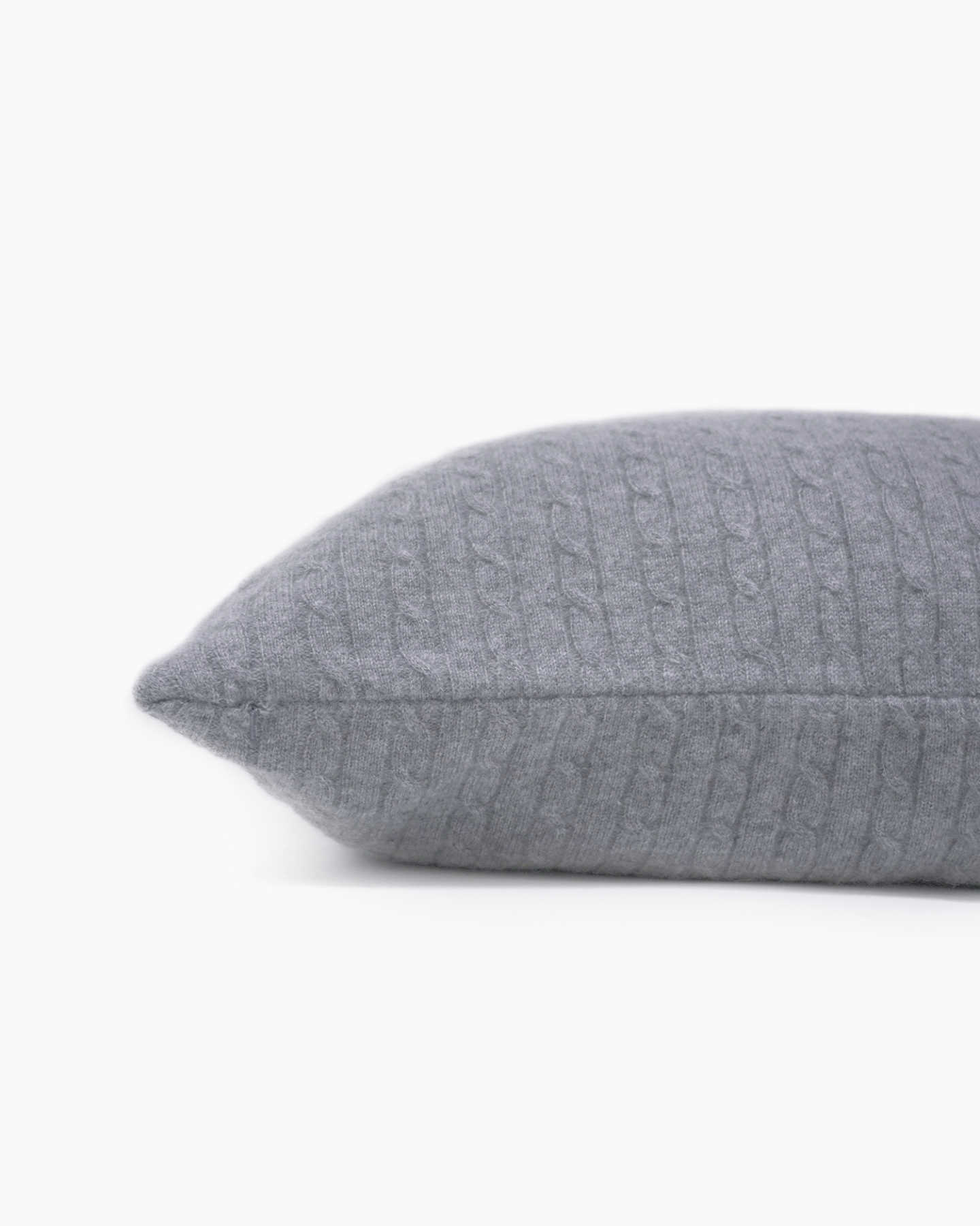 Cable Knit Cashmere Pillow Cover - Heather Grey - 2 - Thumbnail