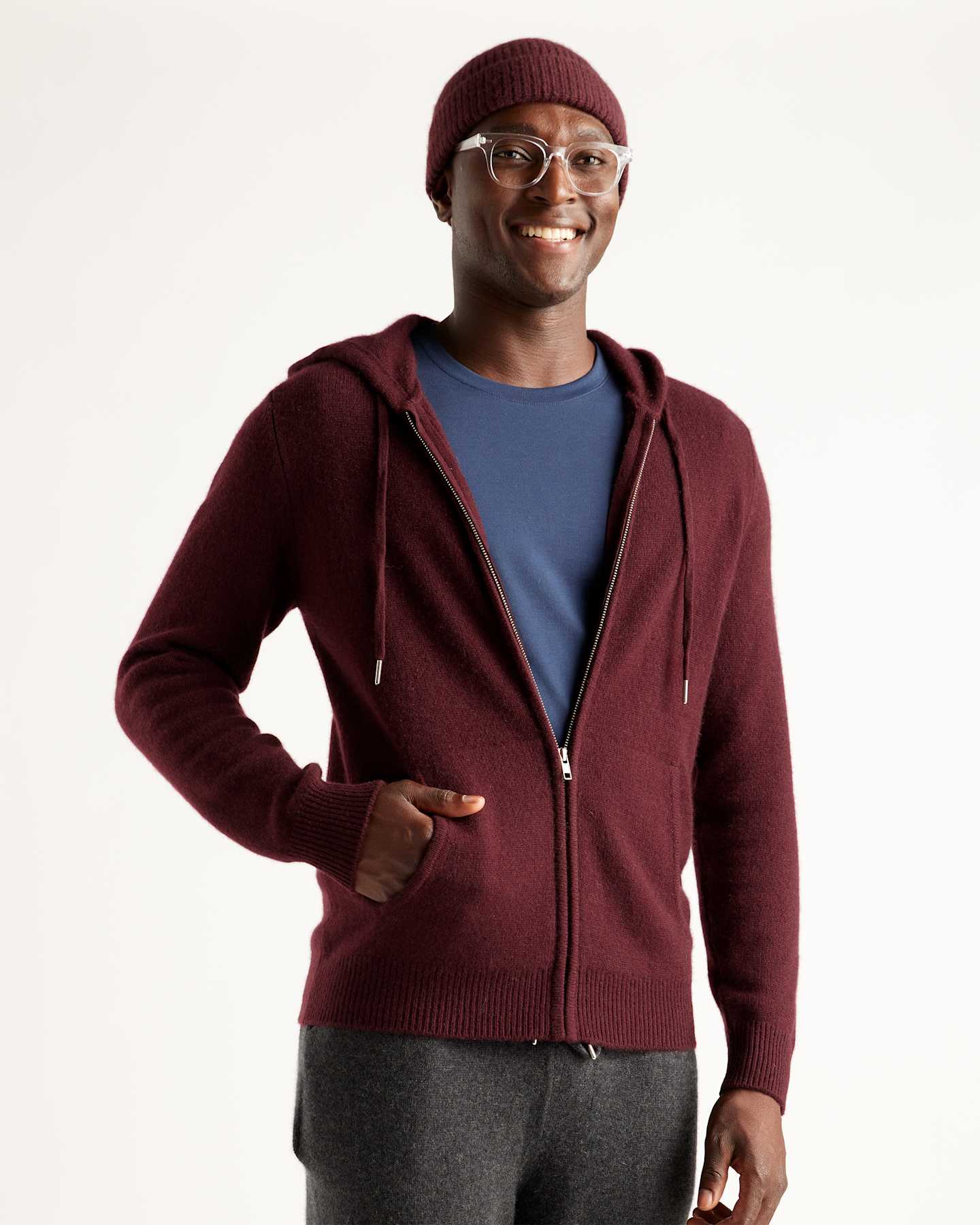 full zip cashmere hoodie