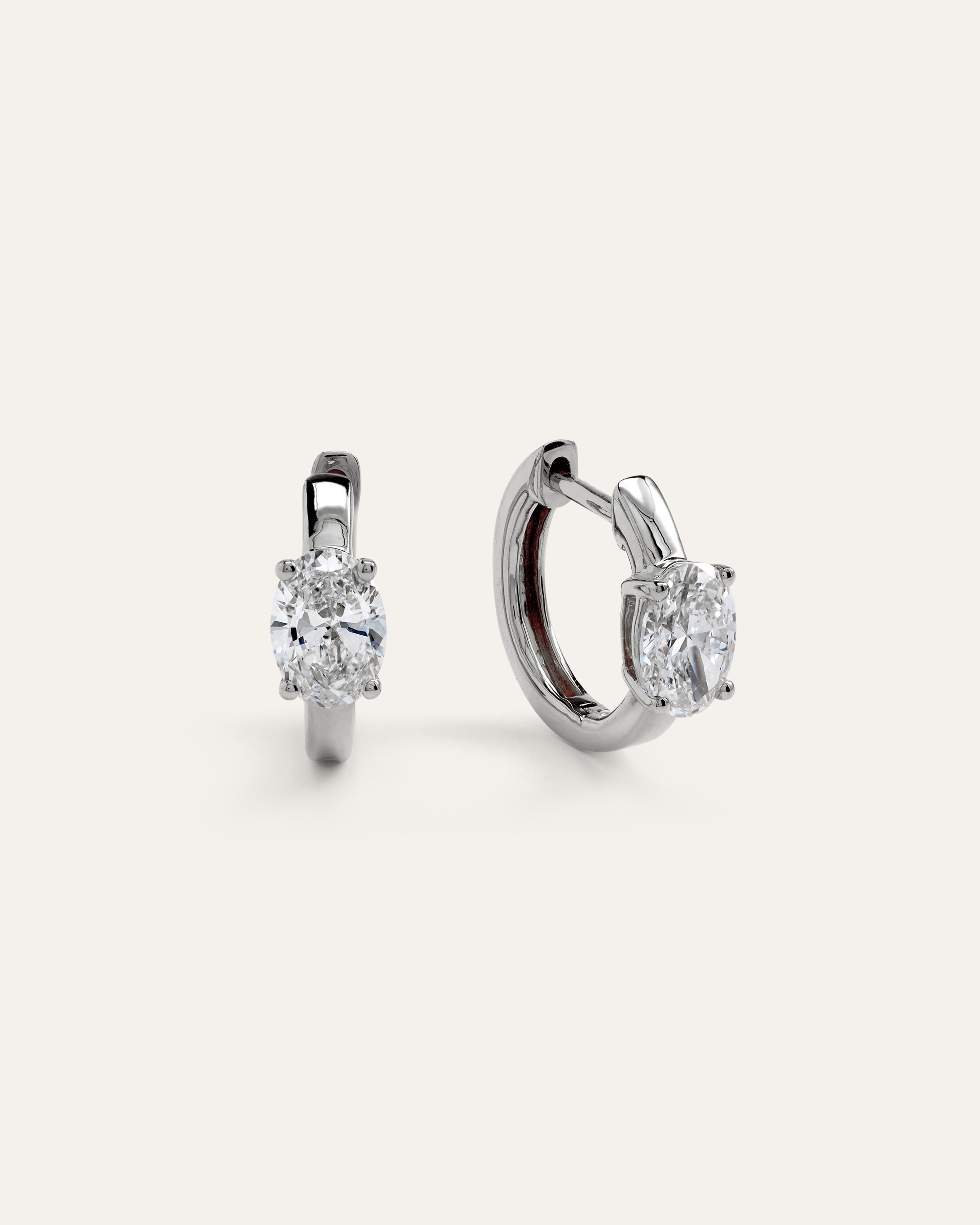 14K Gold Lab Grown Diamond Oval Solitaire Huggies - 1ctw