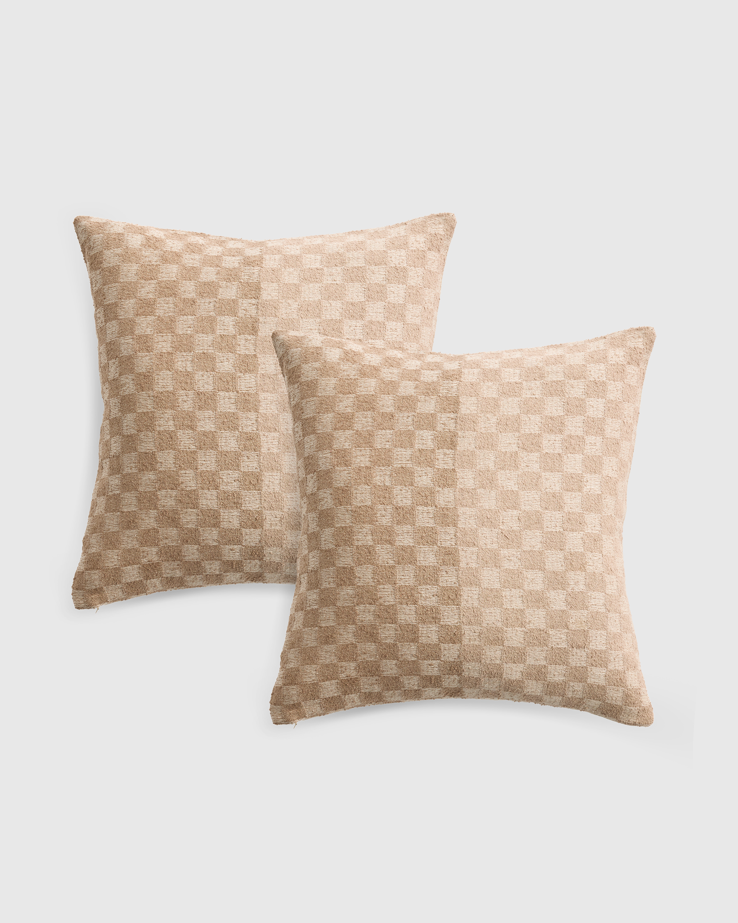 Silk Cashmere Checkered Pillow Cover - Set of 2 in Natural